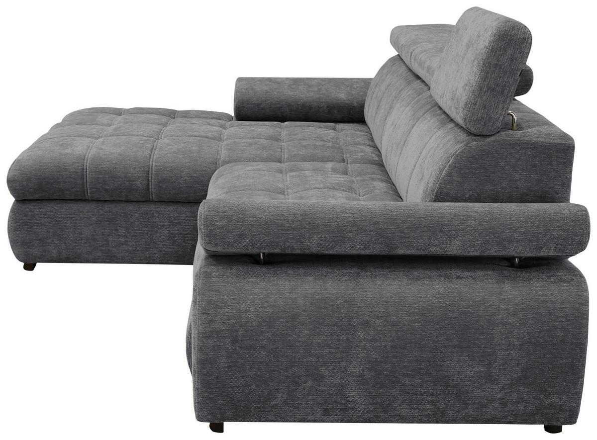 Rohová sedačka VEGAS, ľavá, tmavosivá ženilka - čierna/tmavosivá, Design, drevo/textil (173/294cm)