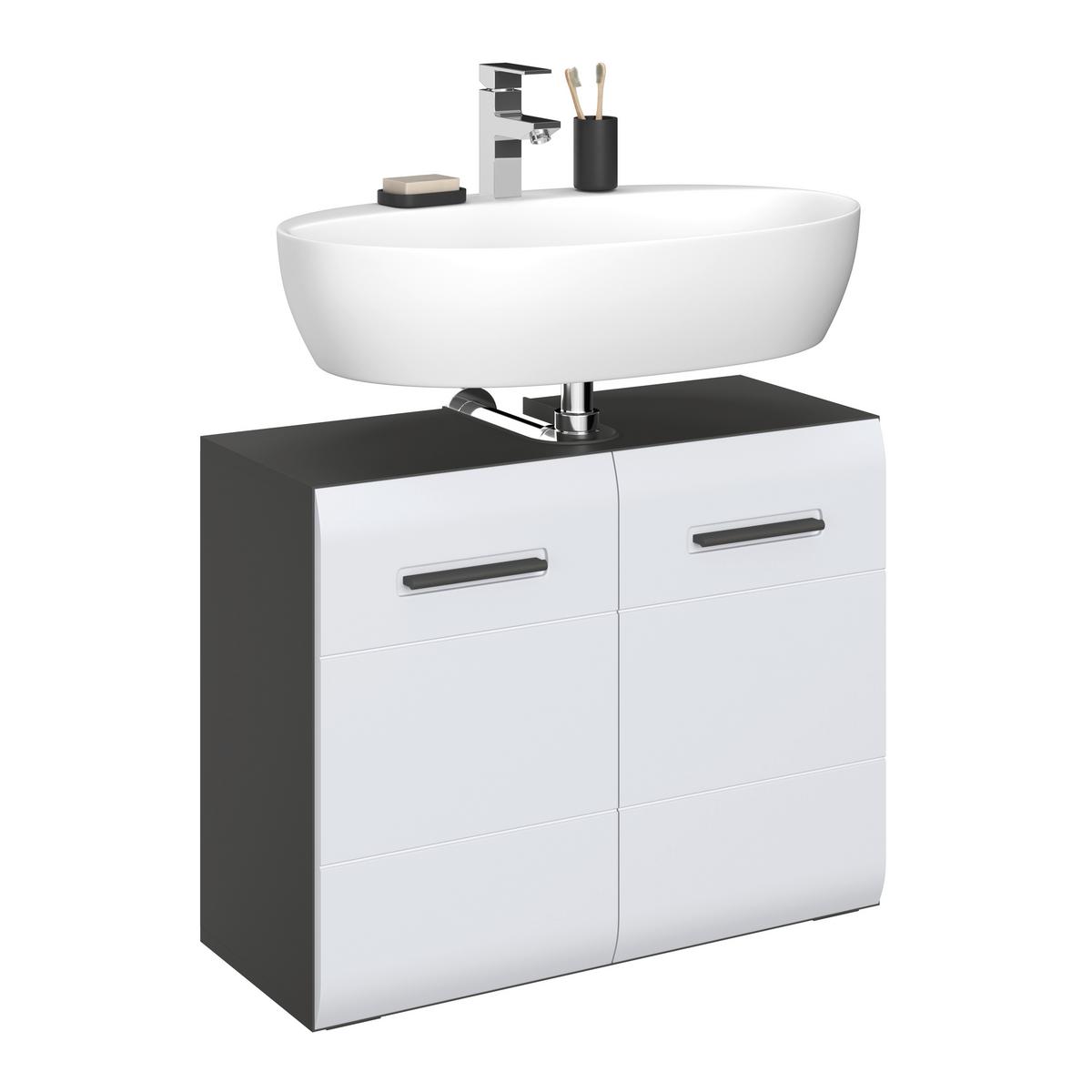 Waschbeckenunterschrank Pearl New Snol 111, anthrazit/Weiß - Anthrazit/Weiß, KONVENTIONELL, Holzwerkstoff (70/55,5/29,6cm)