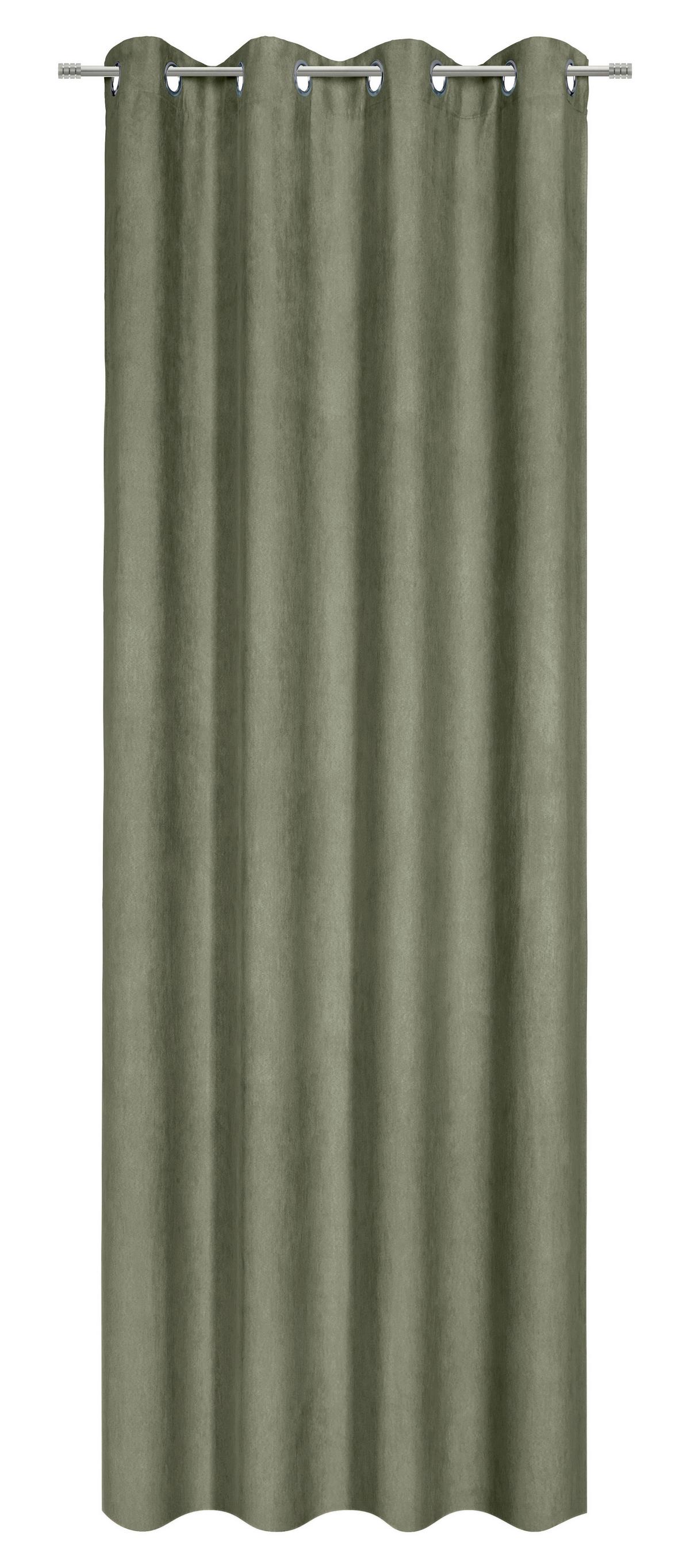 ZÁVĚS S OČKY Velours, 140/245cm, zelená - zelená, Konvenční, textil (140/245cm) - Mömax