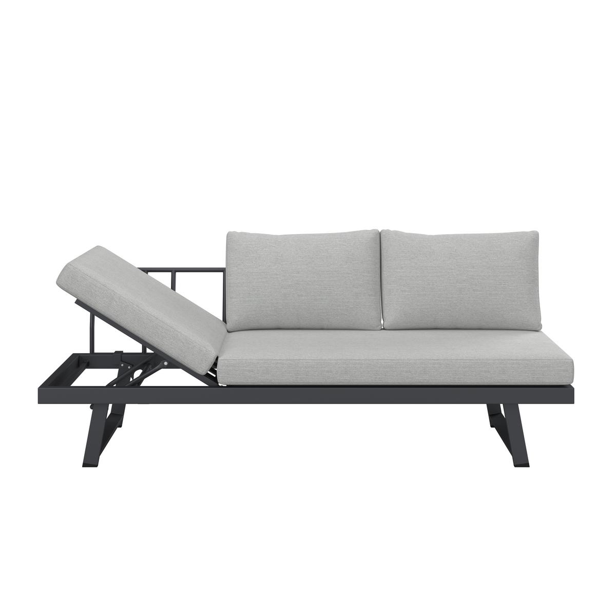 Záhradná lavica LOAN - sivá/antracitová, Modern, kov/drevo (210/84/78cm) - Bessagi Garden