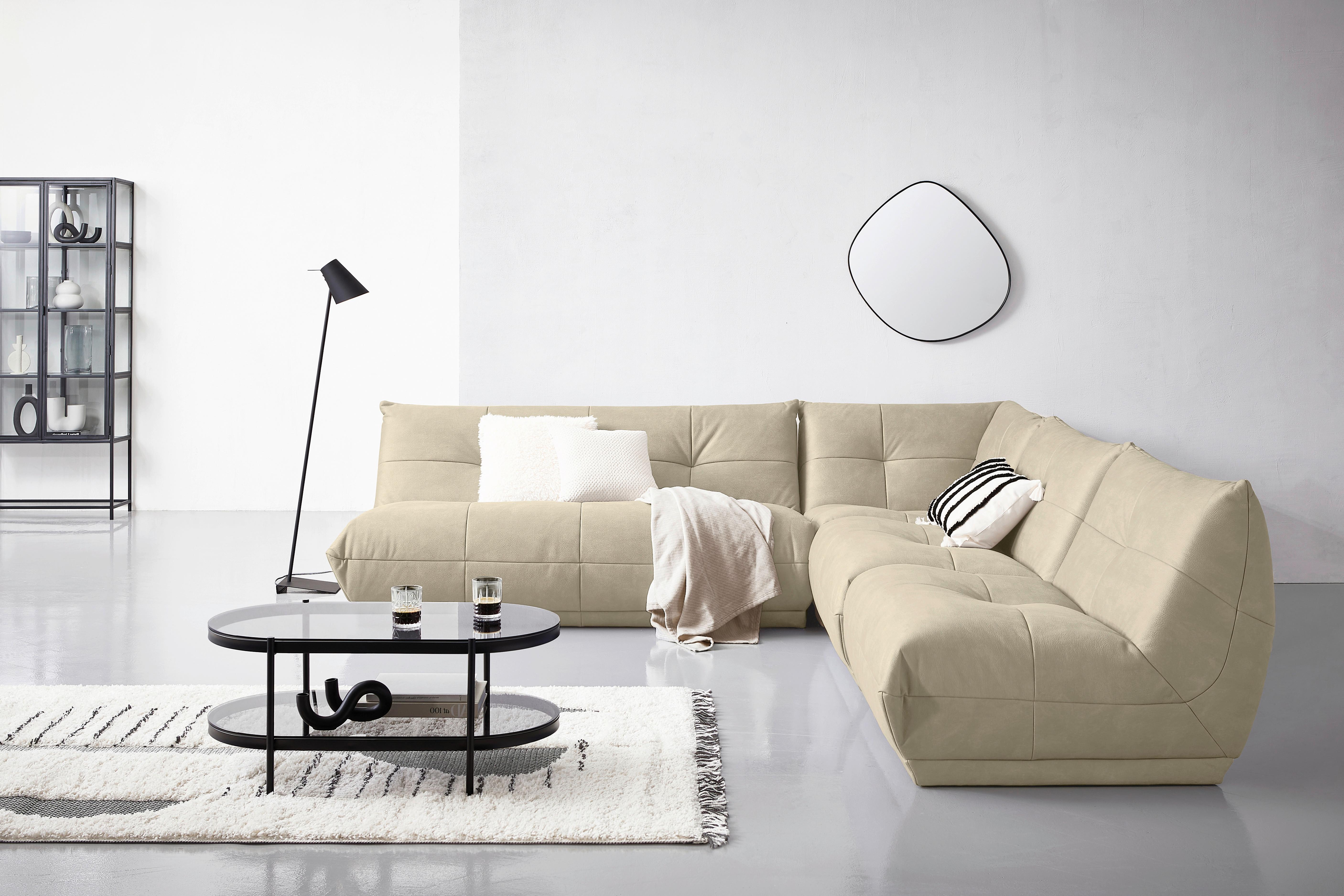 Ecksofa Giselle Creme S: 285x315 cm - Creme, Trend, Textil (285/315cm) - Livetastic
