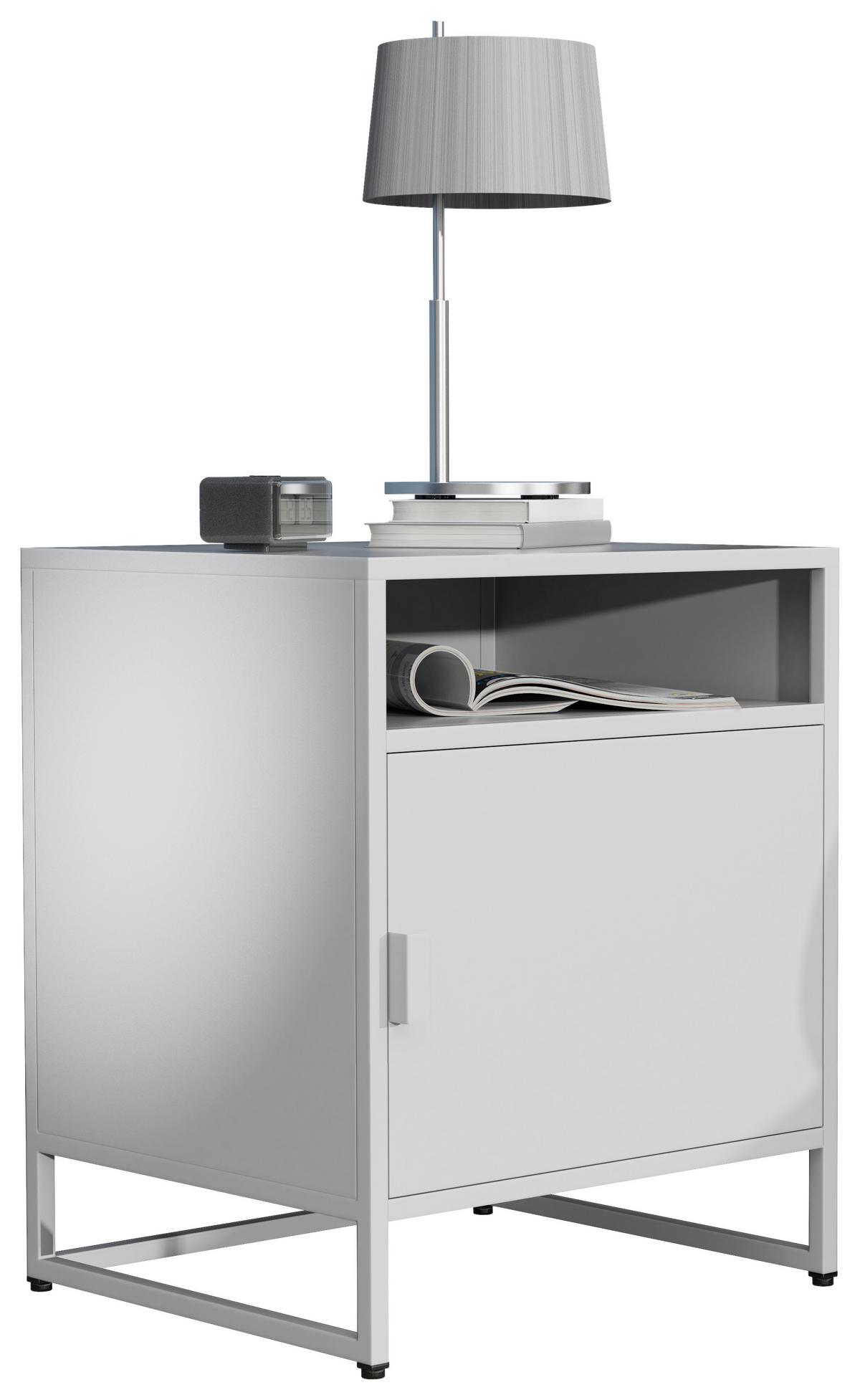 Nachkästchen Weiß H: 55 cm Flokas L - Schwarz/Weiß, MODERN, Holzwerkstoff (45/55/40cm) - MID.YOU