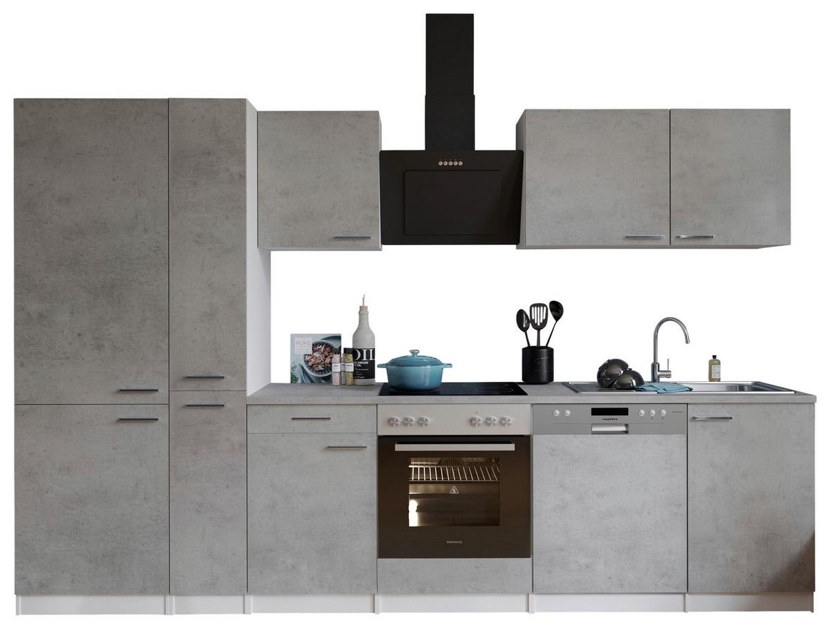 Küchenblock Malia B: 310 Cm Grau, Mit Geräte - Weiß/Grau, Basics, Holzwerkstoff (310cm) - Respekta