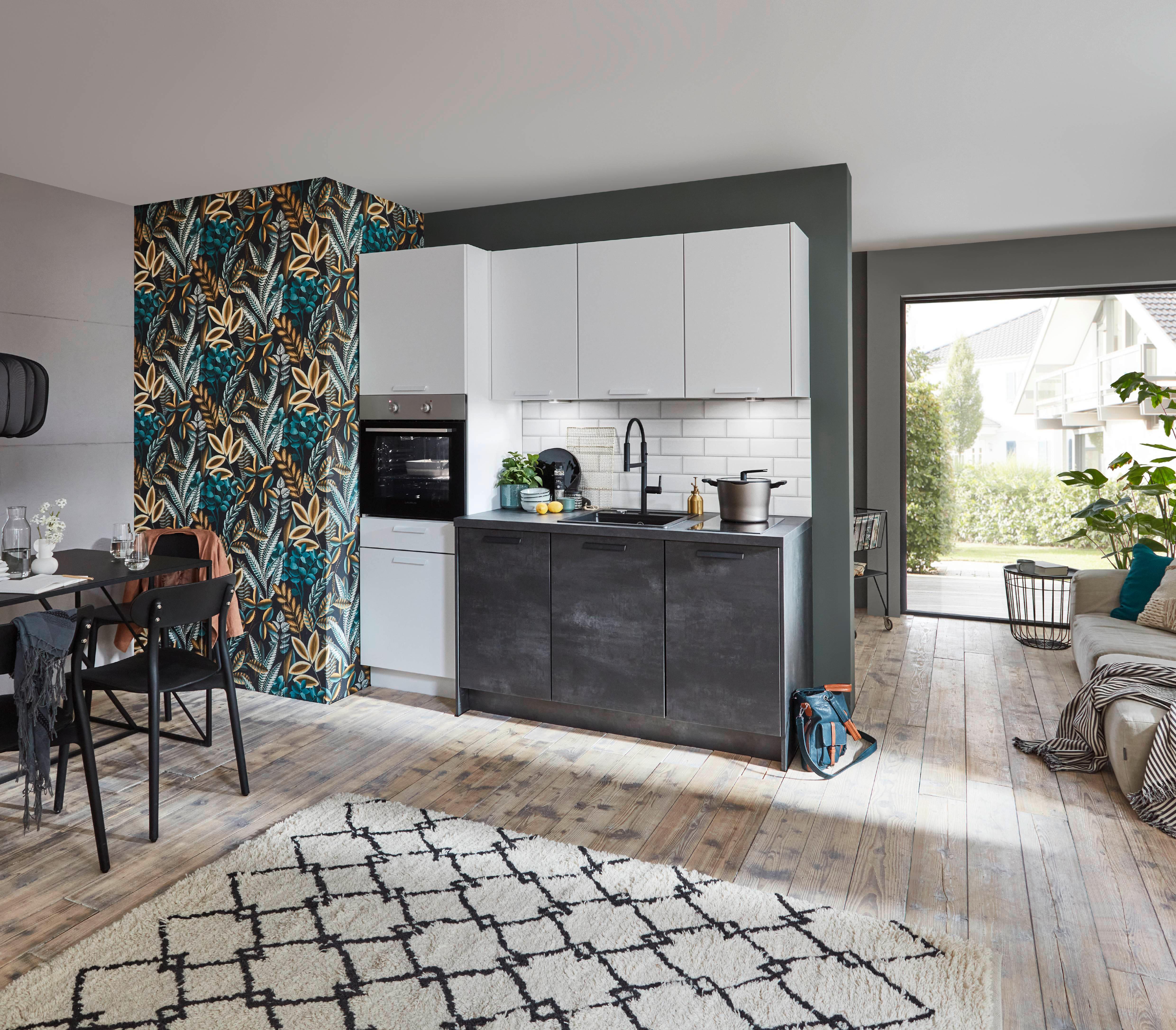 Moderner Küchenblock mit drei Elektrogeräten