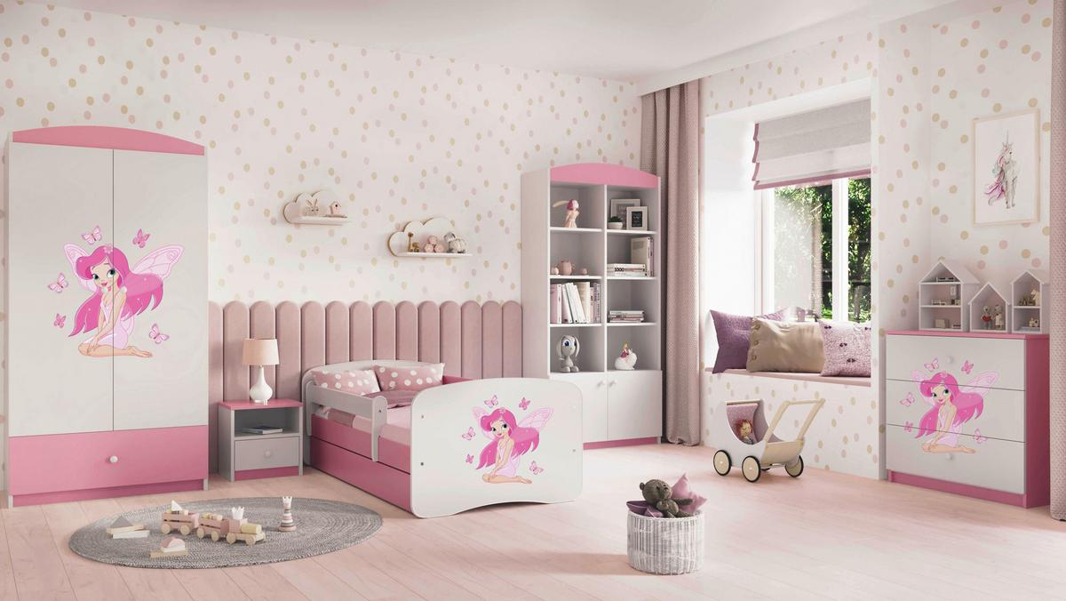 Kinder-/Juniorbett Babydreams Inkl. Matratze 80x160 - Pink/Birkefarben, MODERN, Holz/Holzwerkstoff (80/160cm) - MID.YOU