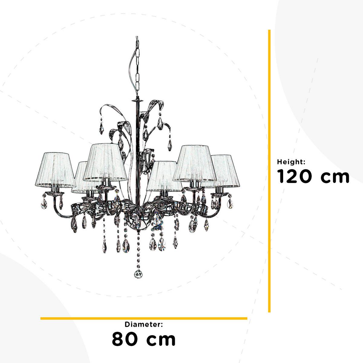 Kristall-Hängeleuchte 4865/6c - Chromfarben/Weiß, KONVENTIONELL, Glas/Textil (80/120cm)