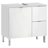 Waschbeckenunterschrank Mauresa B: 60 cm Weiß - Chromfarben/Weiß, KONVENTIONELL, Holzwerkstoff (60/56/34cm) - Germania