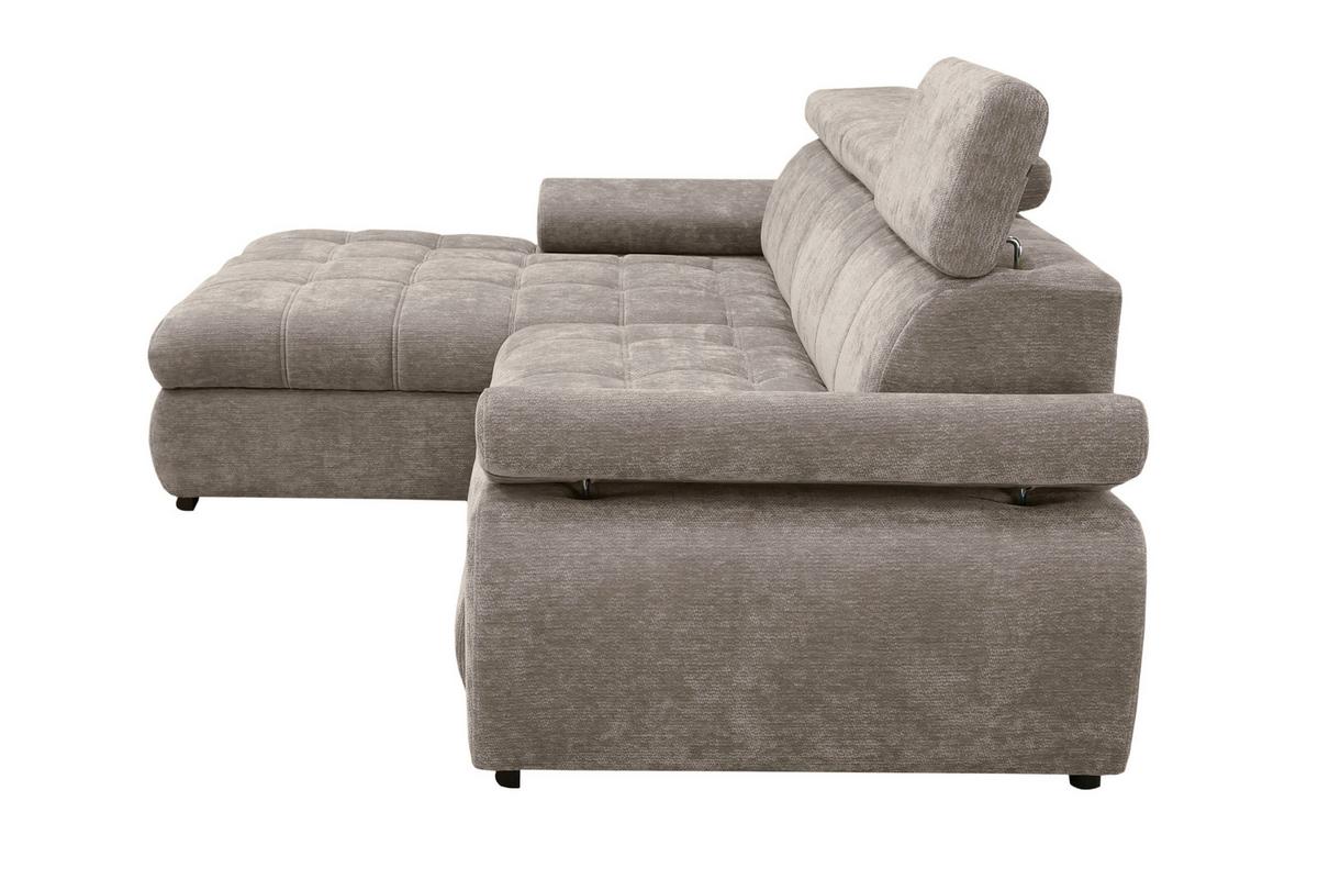 Rohová sedačka VEGAS, levá, šedohnědá žinylka - černá/šedohnědá, Design, dřevo/textil (173/294cm)