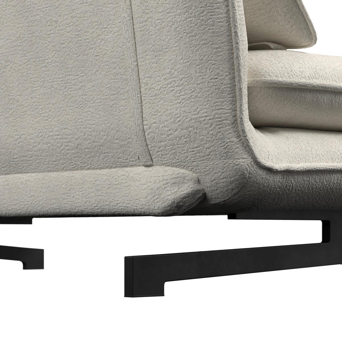 Rozkládací pohovka LUNA, bilé buklé, max.240 kg - bílá/černá, Moderní, kov/textil (142/40/62cm) - Bessagi Home