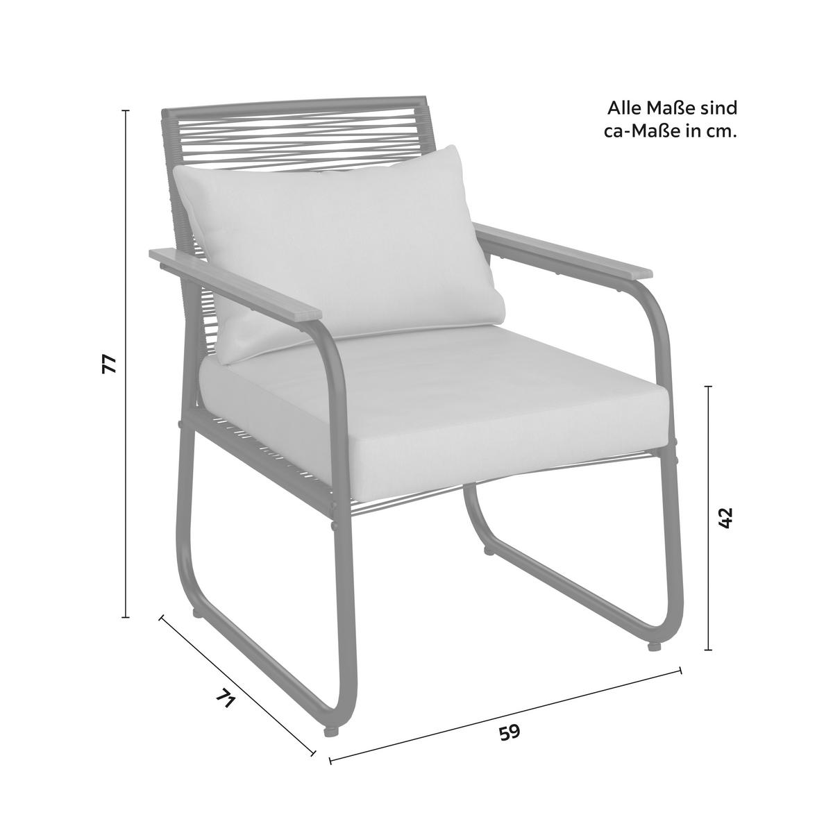 Terasová sedací souprava ELLY - šedá/černá, Moderní, kov/textil (116/77/71cm) - Bessagi Garden
