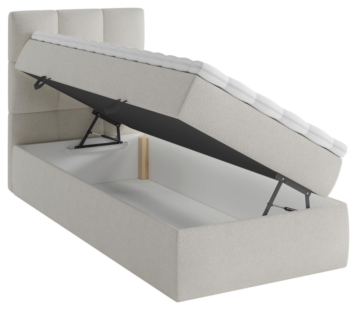 Boxbett mit Topper & Bettkasten 90x200 Polly - Creme/Schwarz, MODERN, Holz/Holzwerkstoff (90/200cm) - MID.YOU