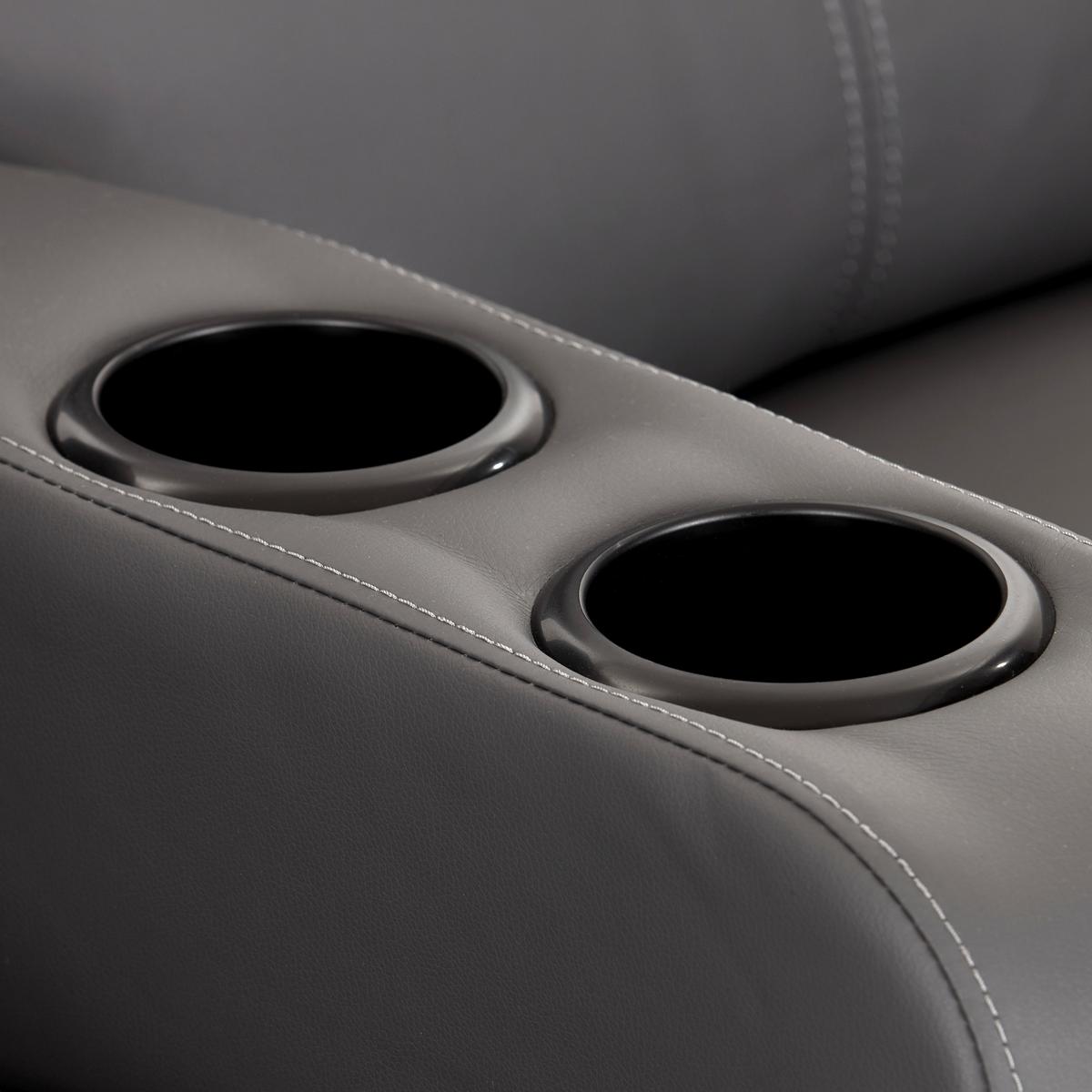 Heimkino-Sofa mit Relaxfunktion Movie Lederlook Grau - Schwarz/Grau, KONVENTIONELL, Textil (128/100/87cm) - MID.YOU
