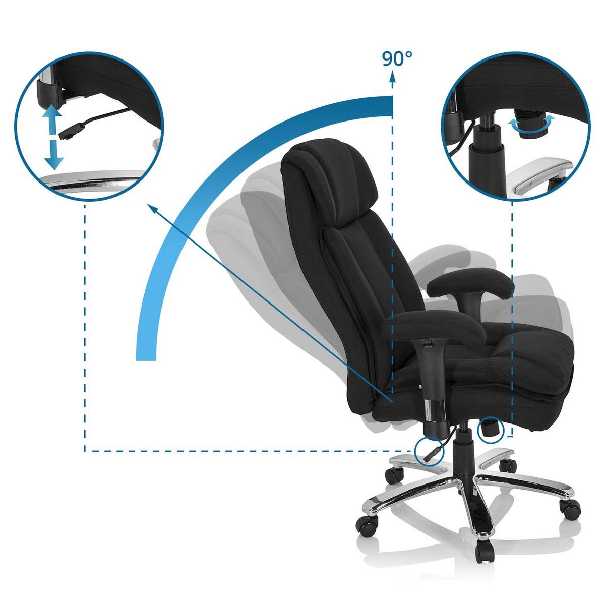 Chefsessel Builder Xxl I Schwarz - Silberfarben/Schwarz, MODERN, Kunststoff/Textil (76/123/81cm) - MID.YOU