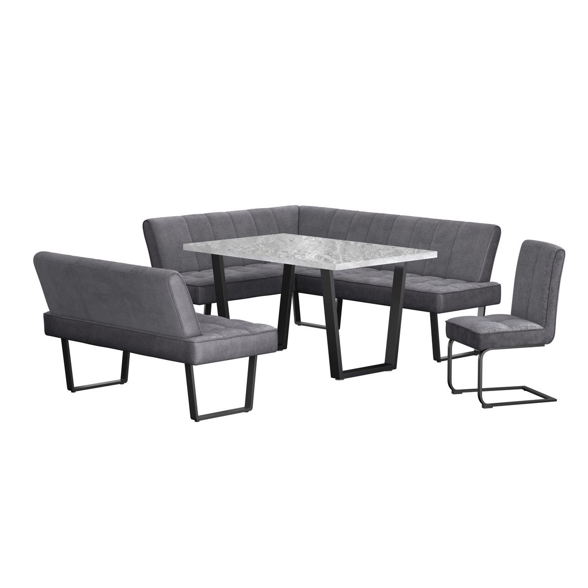 Eckbank Pag - Schwarz/Grau, KONVENTIONELL, Textil/Metall (160/200cm) - MID.YOU