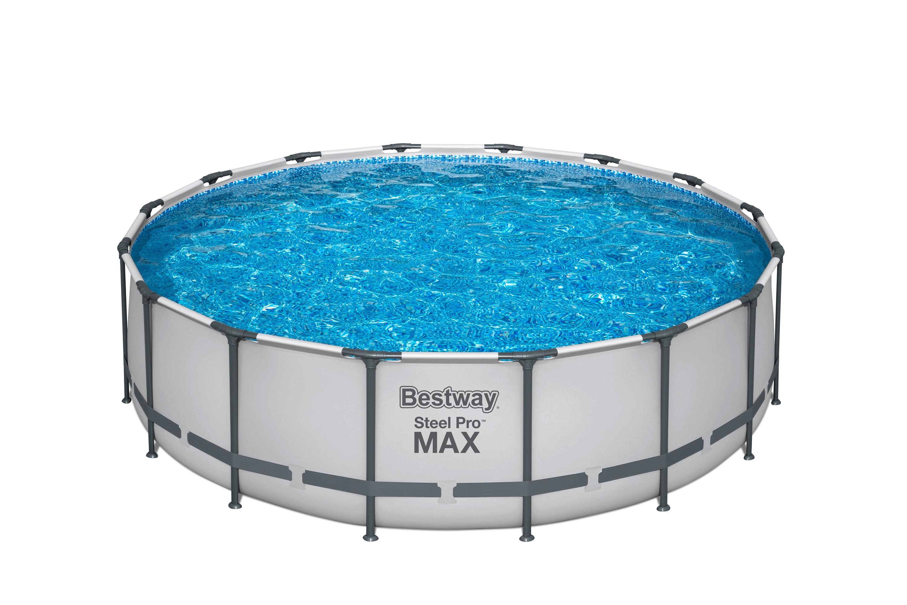 Schwimmbecken Rund Mit Pumpe / Leiter D: 488 cm - Grau, MODERN, Kunststoff/Metall (488/122cm) - Bestway