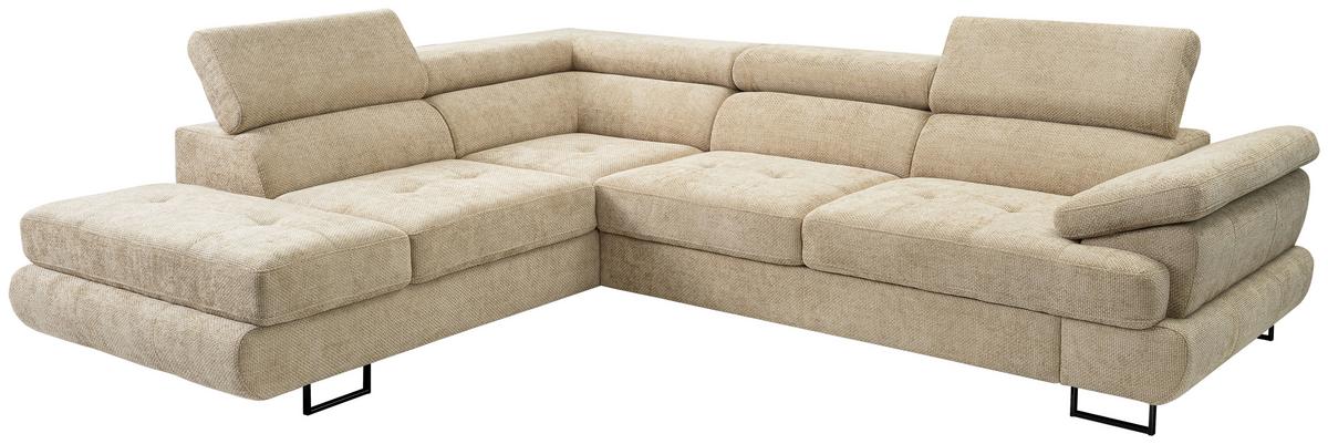 Sedacia súprava LINNA, ľavá, svetlozelená - čierna/svetlozelená, Modern, kov/textil (225/270cm)