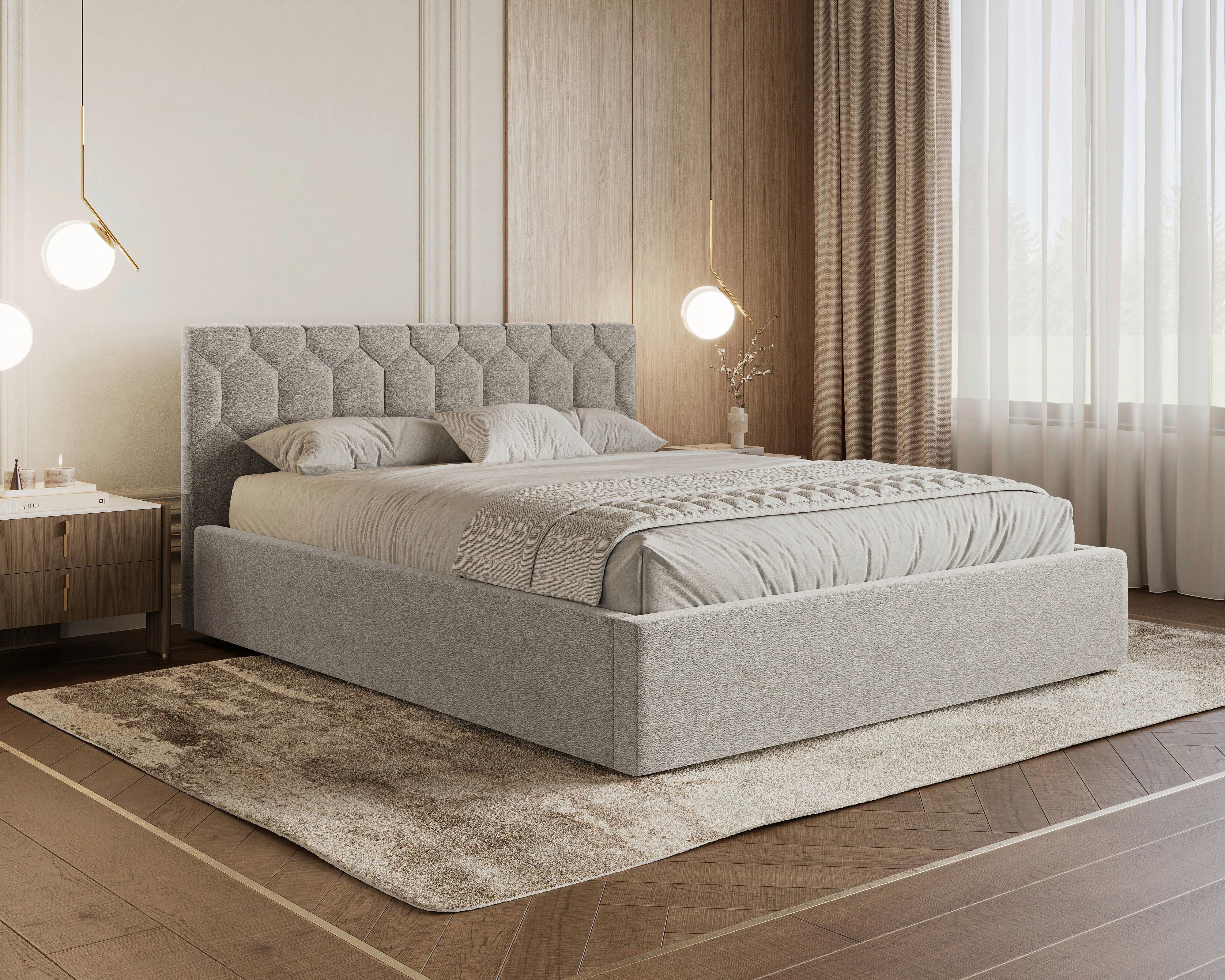 Polsterbett Veronice Silberfarben 160x200cm - Silberfarben/Schwarz, MODERN, Holz (160/200cm) - MID.YOU