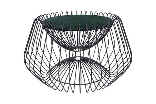 Beistelltisch mit Marmorplatte Malibu, Grün/Schwarz - Schwarz/Grün, LIFESTYLE, Stein/Metall (60/60/35cm) - Kayoom