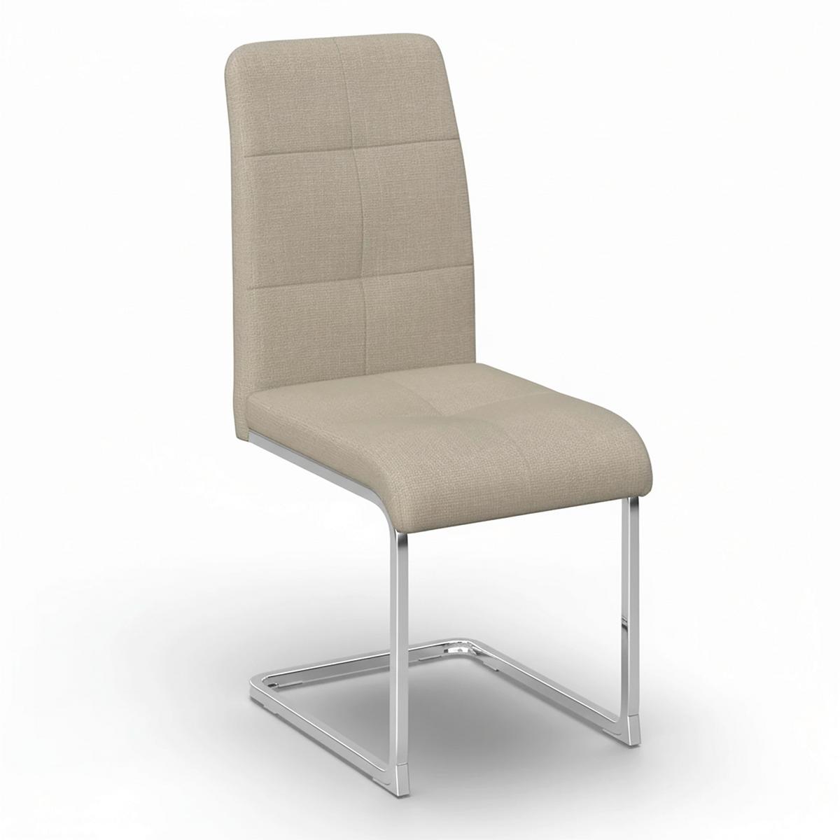 Stolička s pružným podnožím Lucie, krémová - krémová/niklová, Modern, kov/textil (43/99/60cm) - Bessagi Home