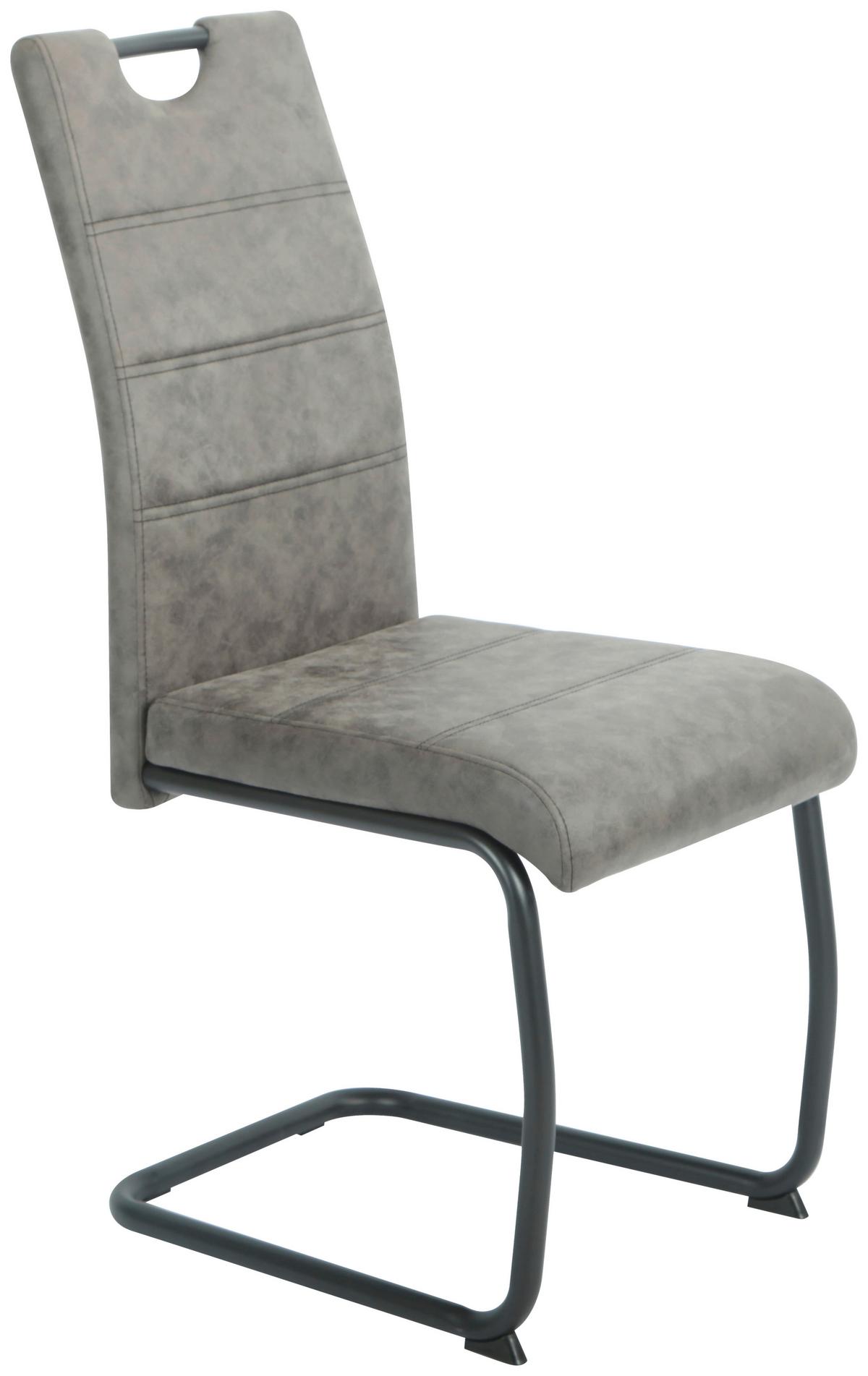Stuhl Sabrina Microfaser Grau, B: 44 cm - Anthrazit, KONVENTIONELL, Textil/Metall (44/98/60cm)