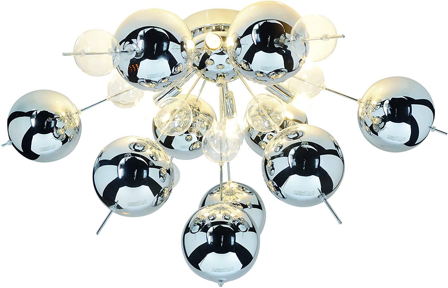 Deckenleuchte Explosion Ø 57 cm 6-Flammig - Chromfarben/Klar, Design, Glas/Metall (57/38cm) - Näve