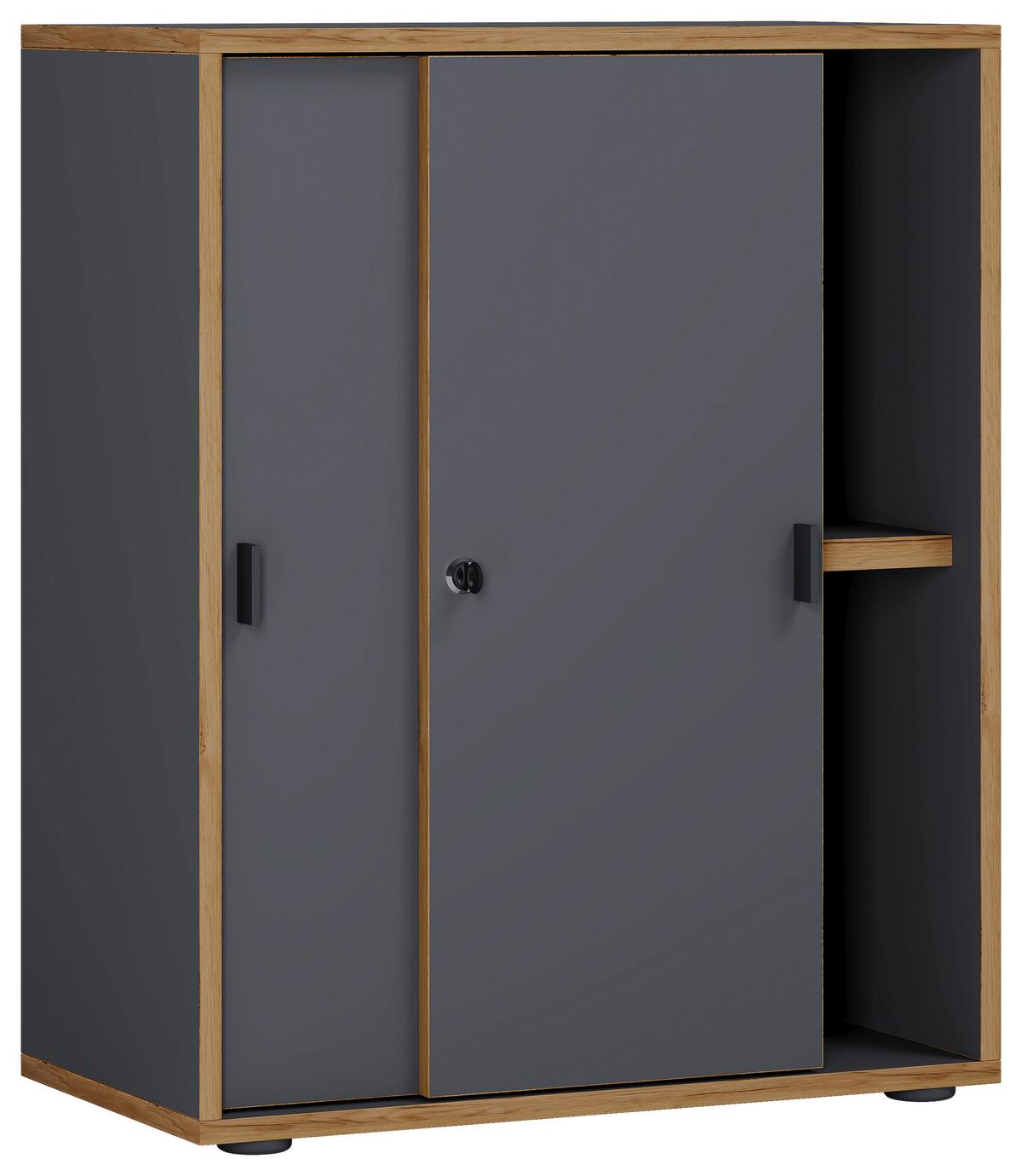 Aktenschrank Salia Anthrazit, Honigeiche B: 60 cm - Honigeiche/Anthrazit, Design, Holzwerkstoff (60/74/37cm) - MID.YOU