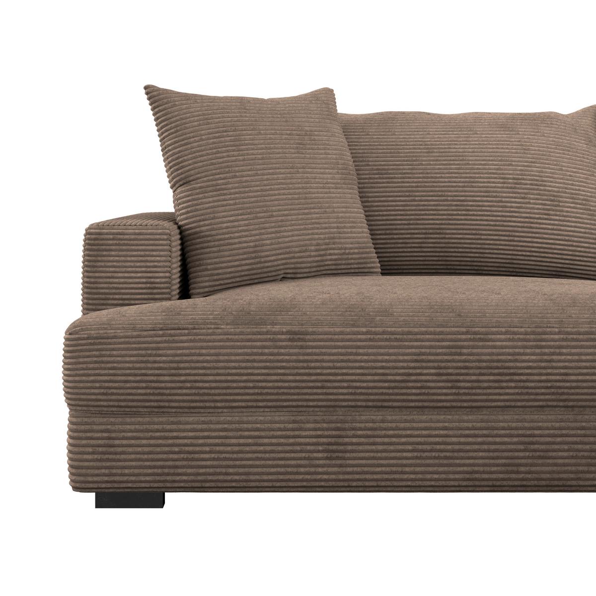 Ecksofa Pelle m. Kissen beigebraun Cord 265x180cm - Beigebraun/Schwarz, MODERN, Textil (265/180cm)