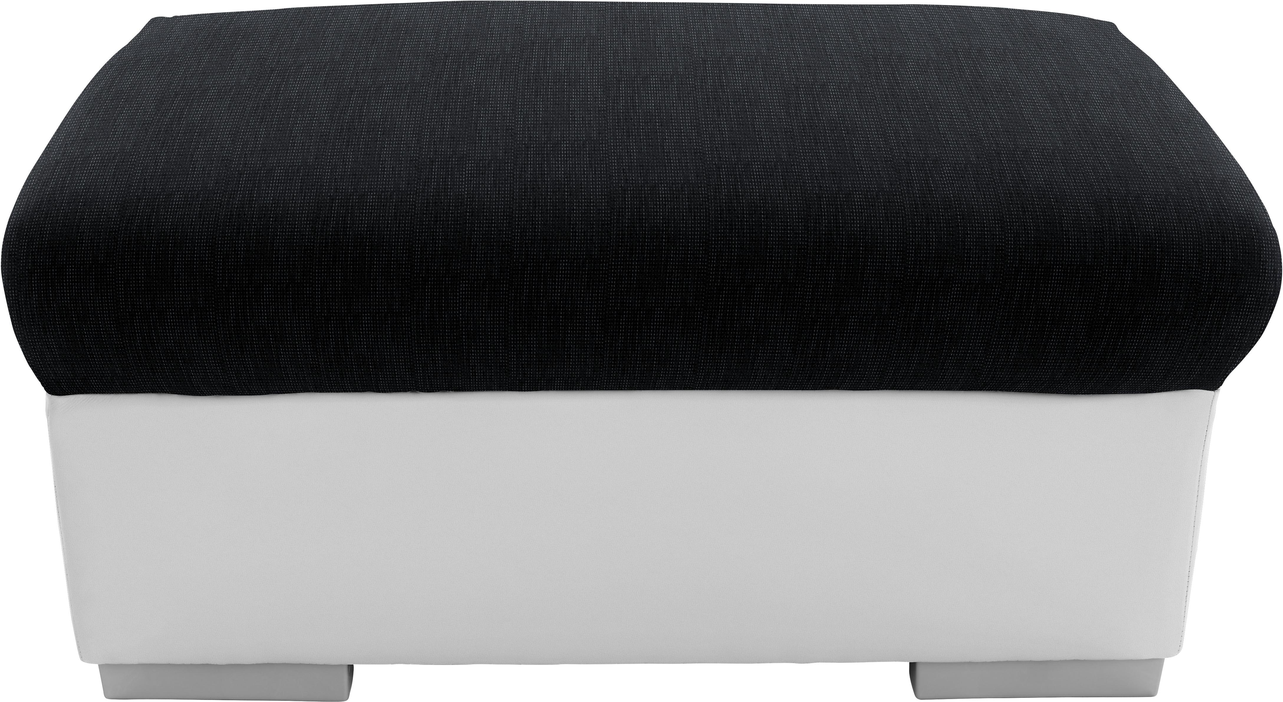 HOCKER Milla - Silberfarben/Schwarz, MODERN, Holz/Textil (95/46/65cm)