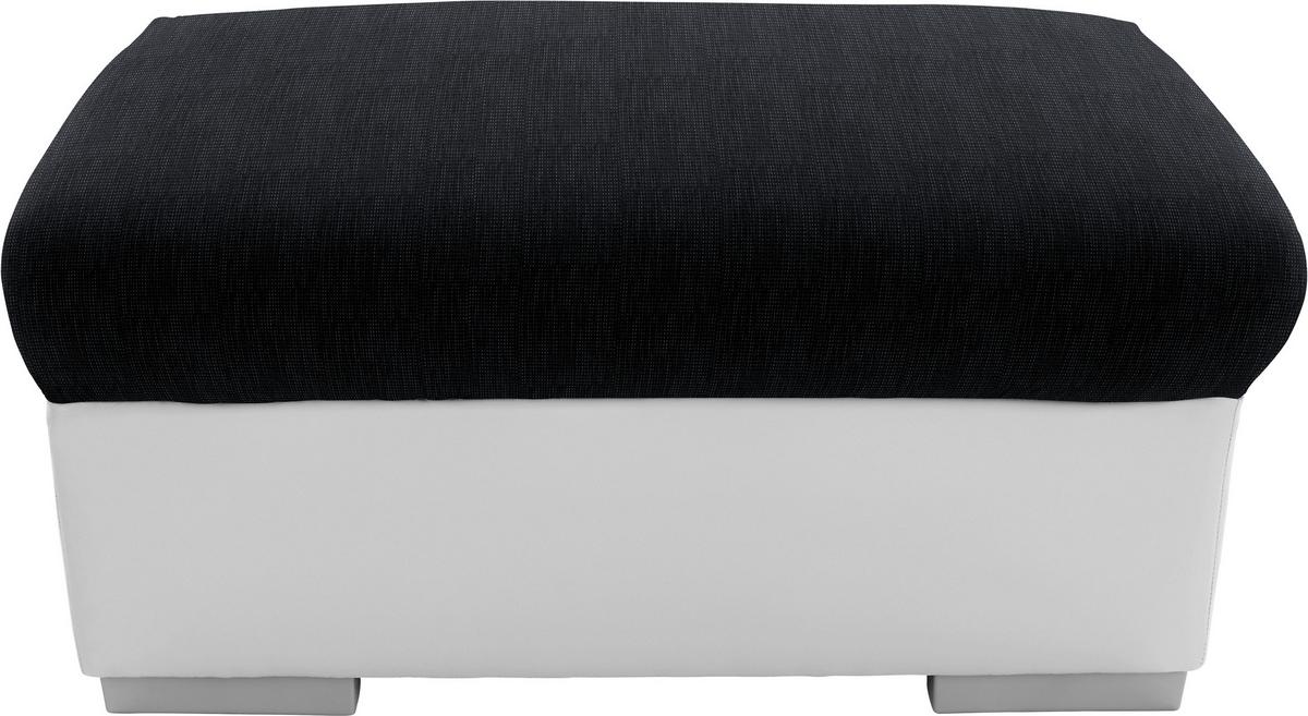 HOCKER Milla - Silberfarben/Schwarz, MODERN, Holz/Textil (95/46/65cm)