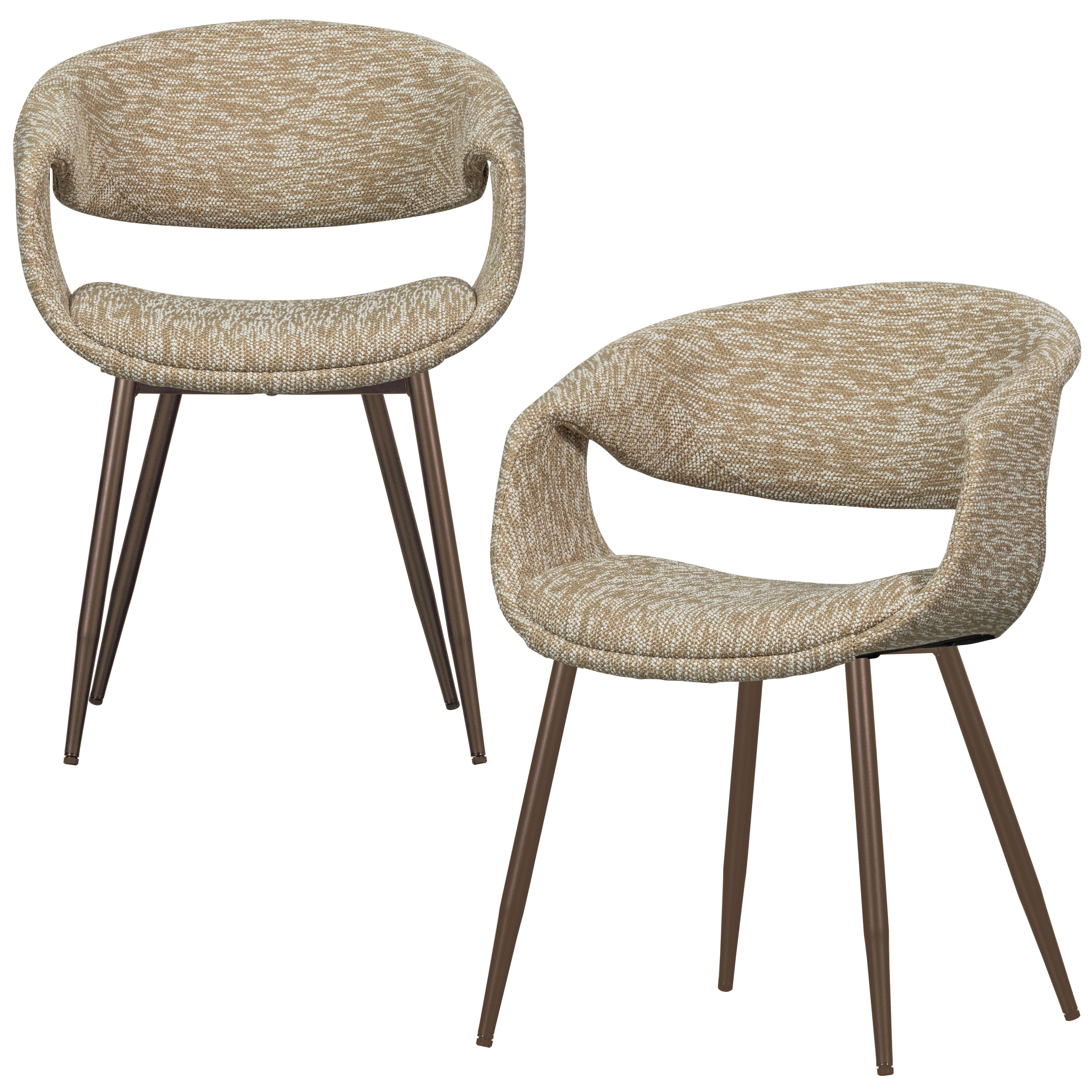 Armlehtstuhl-Set Yossi Sand-/Kupferfarben B: 57cm - Sandfarben/Kupferfarben, MODERN, Textil/Metall (57/78/57cm) - Livetastic