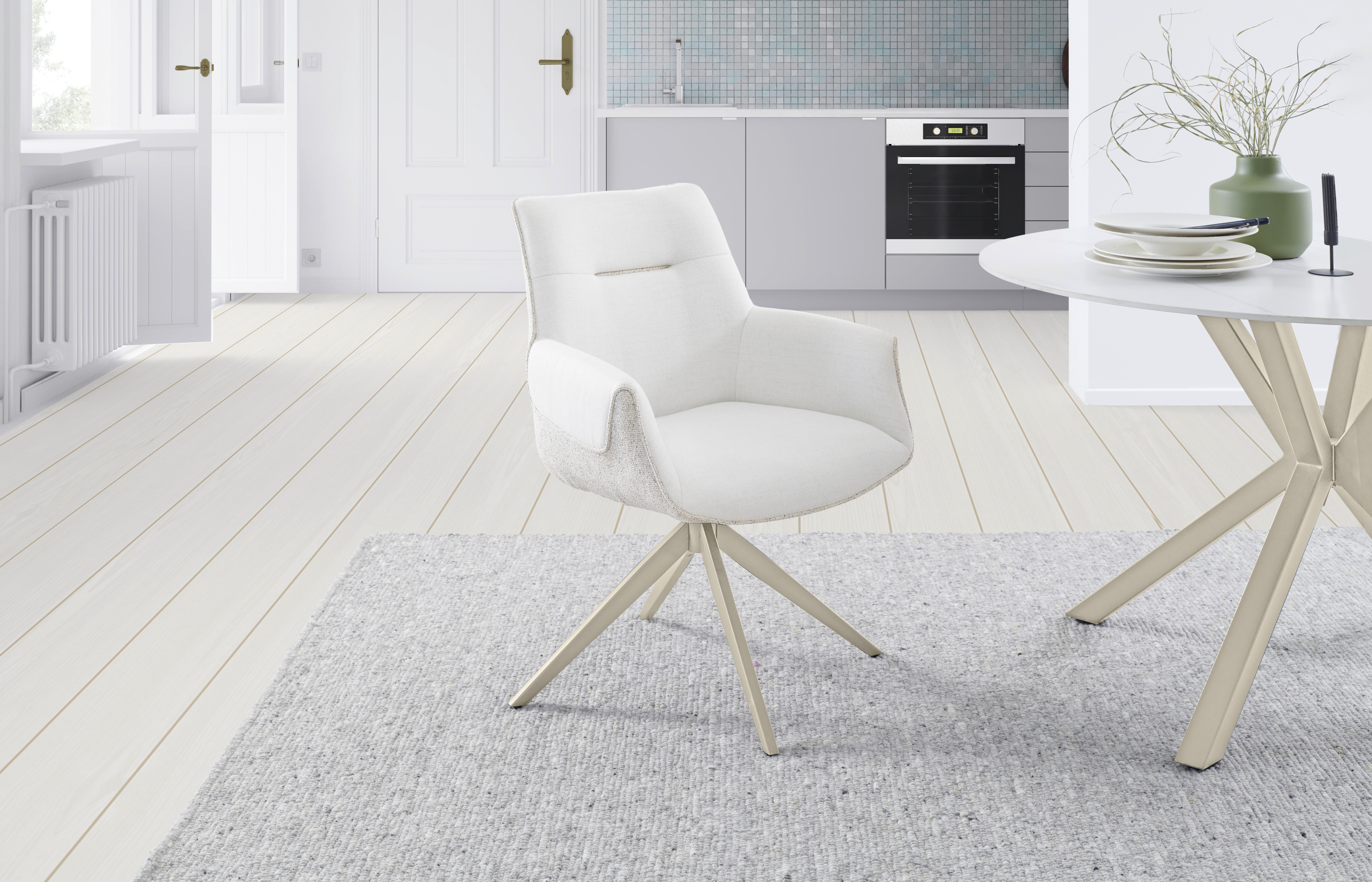 Armlehnstuhl Xenia - Champagner/Beige, LIFESTYLE, Textil/Metall (63/87/62cm) - Livetastic
