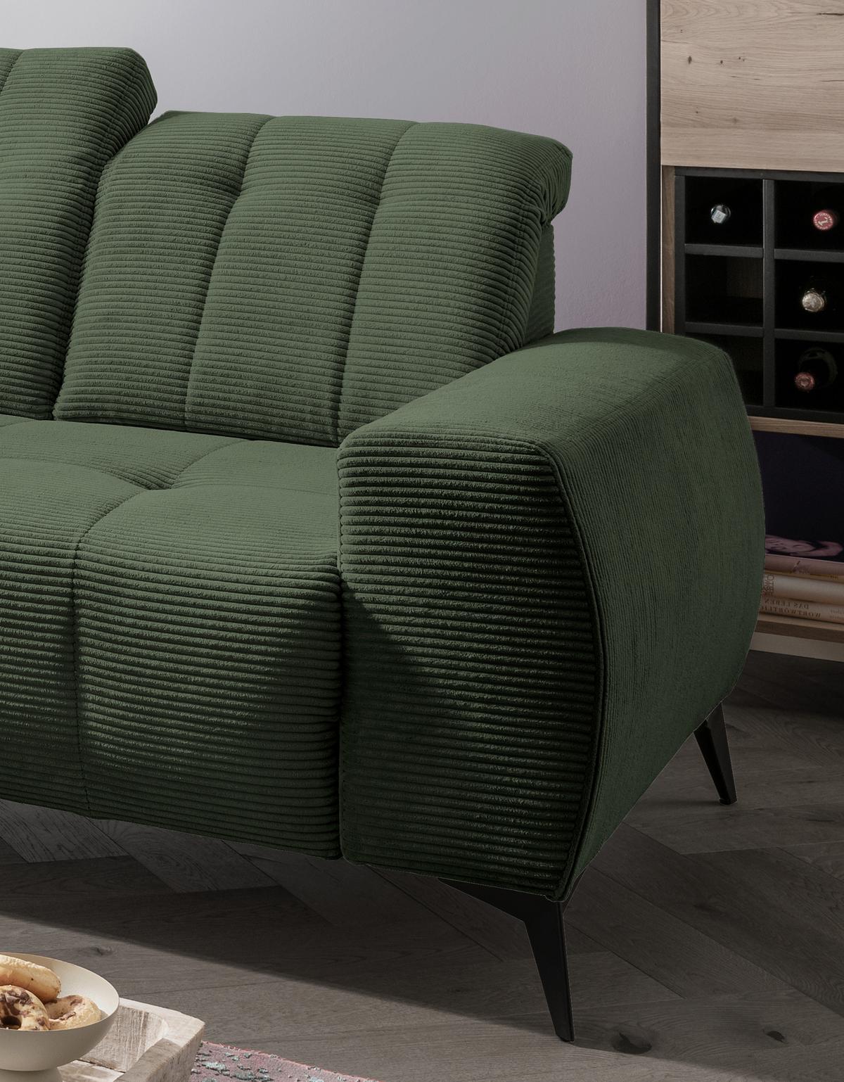 Ecksofa Mit Usb Anschluss Sano, Dunkelgrün,s: 200x261 Cm - Dunkelgrün/Schwarz, MODERN, Textil (200/261cm) - Livetastic