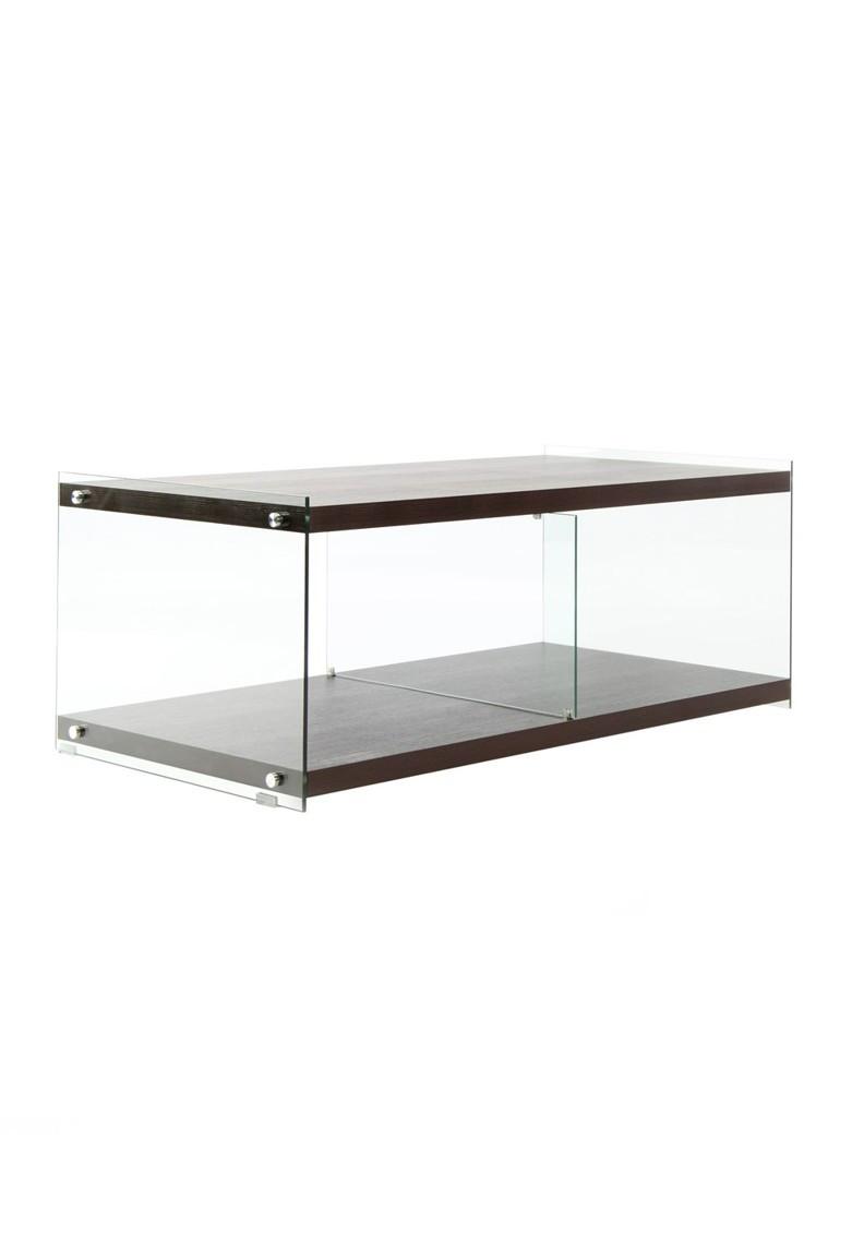 ODKLÁDACÍ STOLEK ELEMENTARY 200 TM.HNĚDÁ - tmavě hnědá, Design, dřevo/sklo (120/60/45cm) - Kayoom