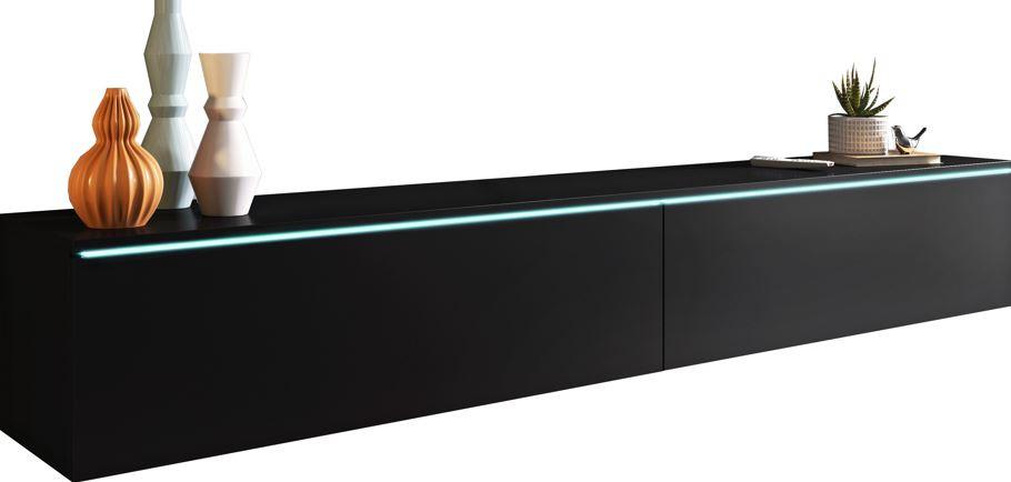 TV nízka komoda čierna/grafit matný - čierna/sivá, Lifestyle, kompozitné drevo/plast (180/30/33cm) - P & B