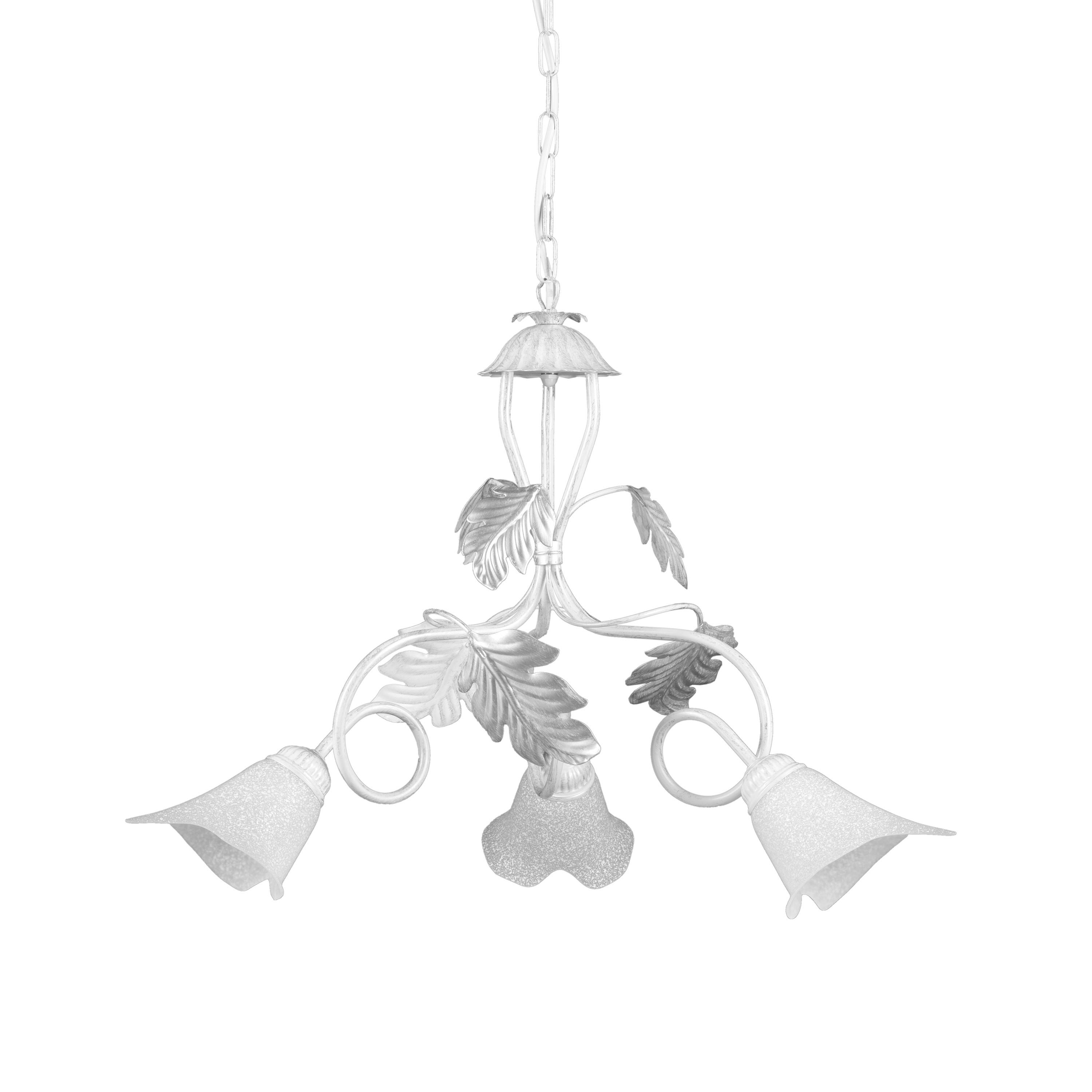 Kronleuchter 4836/3 - Silberfarben/Weiß, KONVENTIONELL, Glas/Metall (60/110cm)