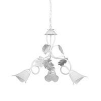 Kronleuchter 4836/3 - Silberfarben/Weiß, KONVENTIONELL, Glas/Metall (60/110cm)