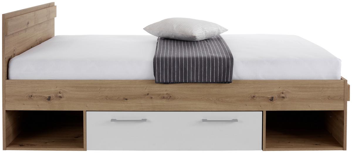 Stauraumbett 120x200 Cm Box, Artsan Eiche Dekor/weiß - Eiche Artisan/Weiß, MODERN, Holzwerkstoff (120/200cm) - Ondega