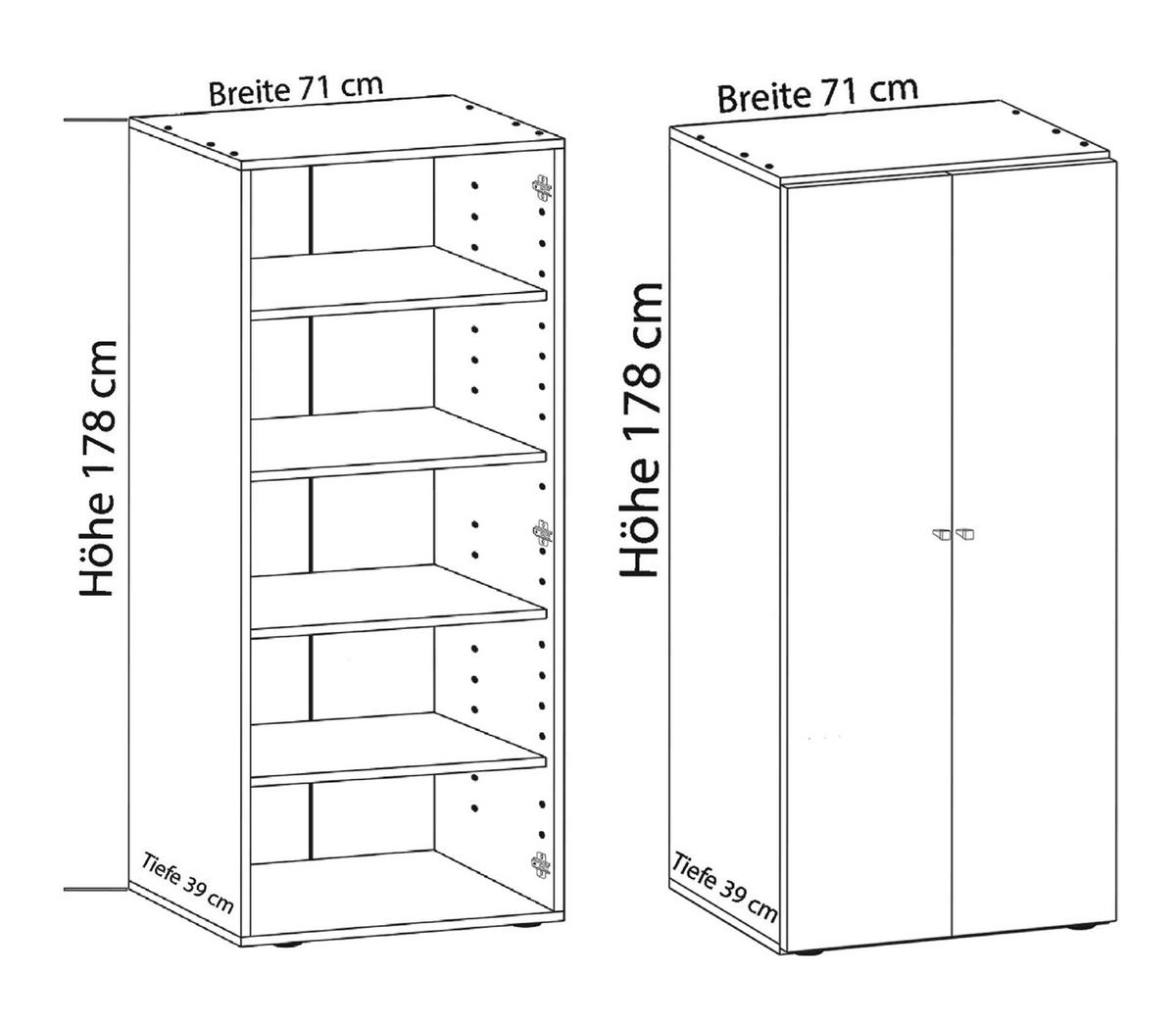 Mehrzweckschrank Vandol Braun/Weiß/Buche Dekor B:70cm - Buchefarben/Schwarz, Design, Holzwerkstoff (70/178/39cm) - MID.YOU