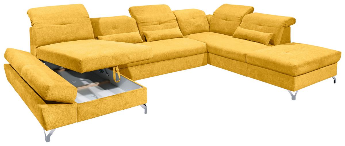Ecksofa Melfi Gelb U: 168 Cm - Gelb/Silberfarben, MODERN, Textil (168/350/245cm) - MID.YOU