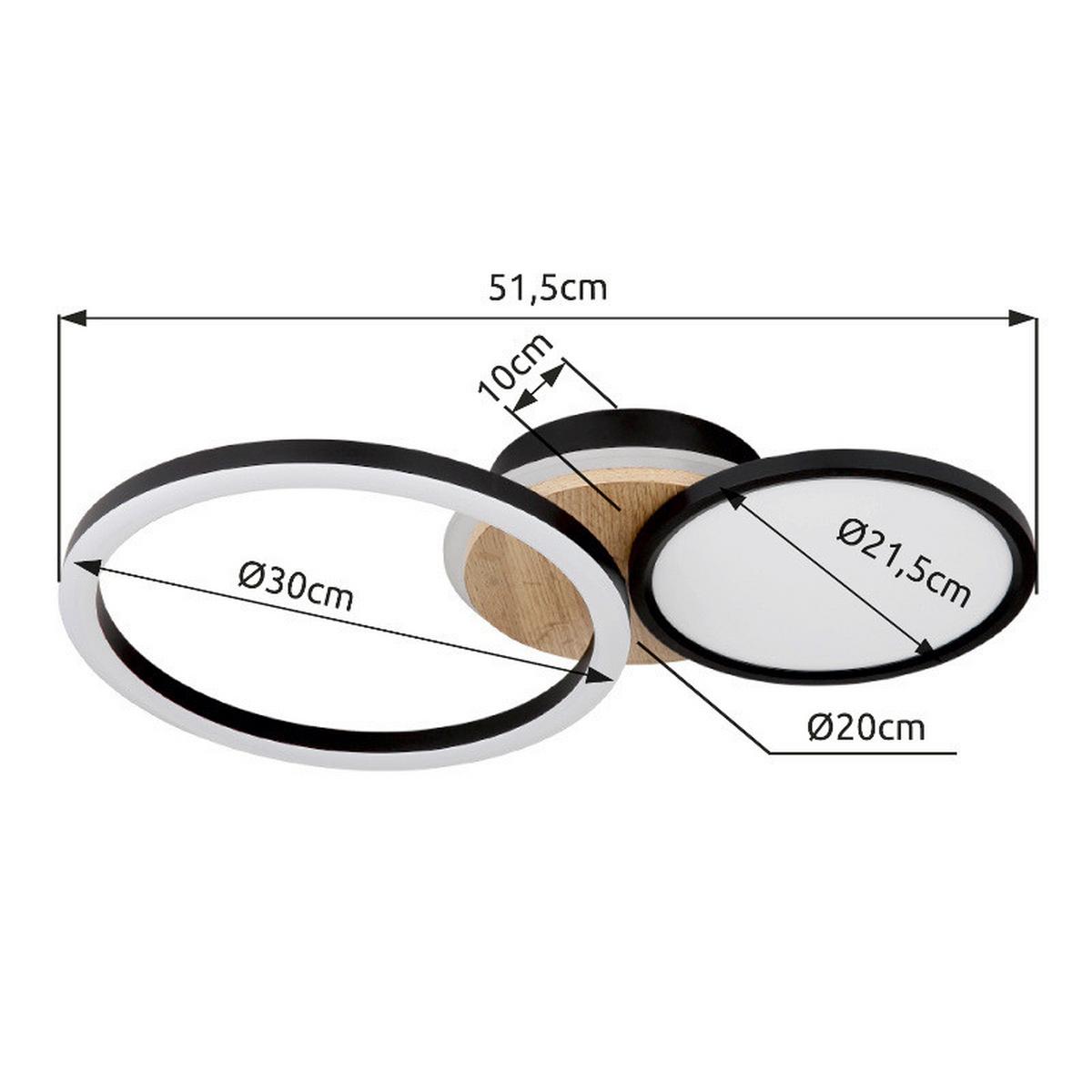 Led Mennyezeti Lámpa 67273-28 Sid - sötétbarna/fekete, Design, műanyag/faalapú anyag (51,5/30/10,5cm) - Globo
