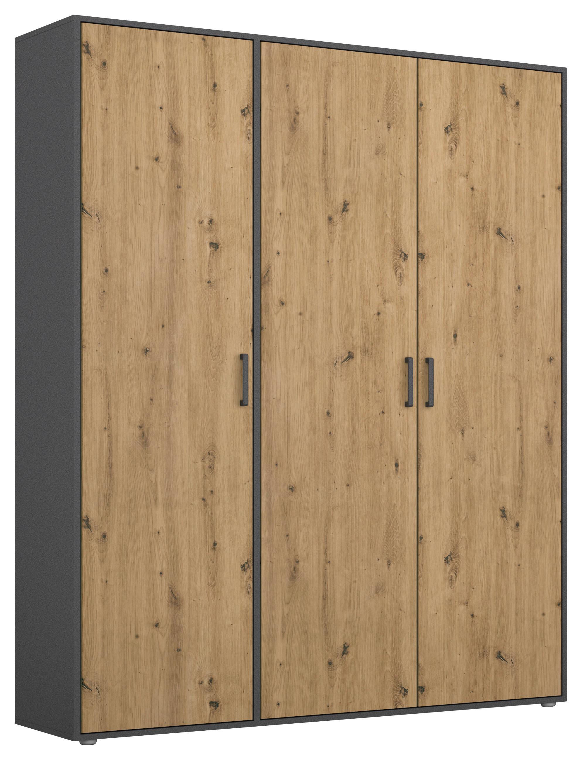 Drehtürenschrank Voyager Grau,eiche Artisan B: 140 cm - Eiche Artisan/Grau, MODERN, Holzwerkstoff (140/194/53cm) - Rauch Möbel