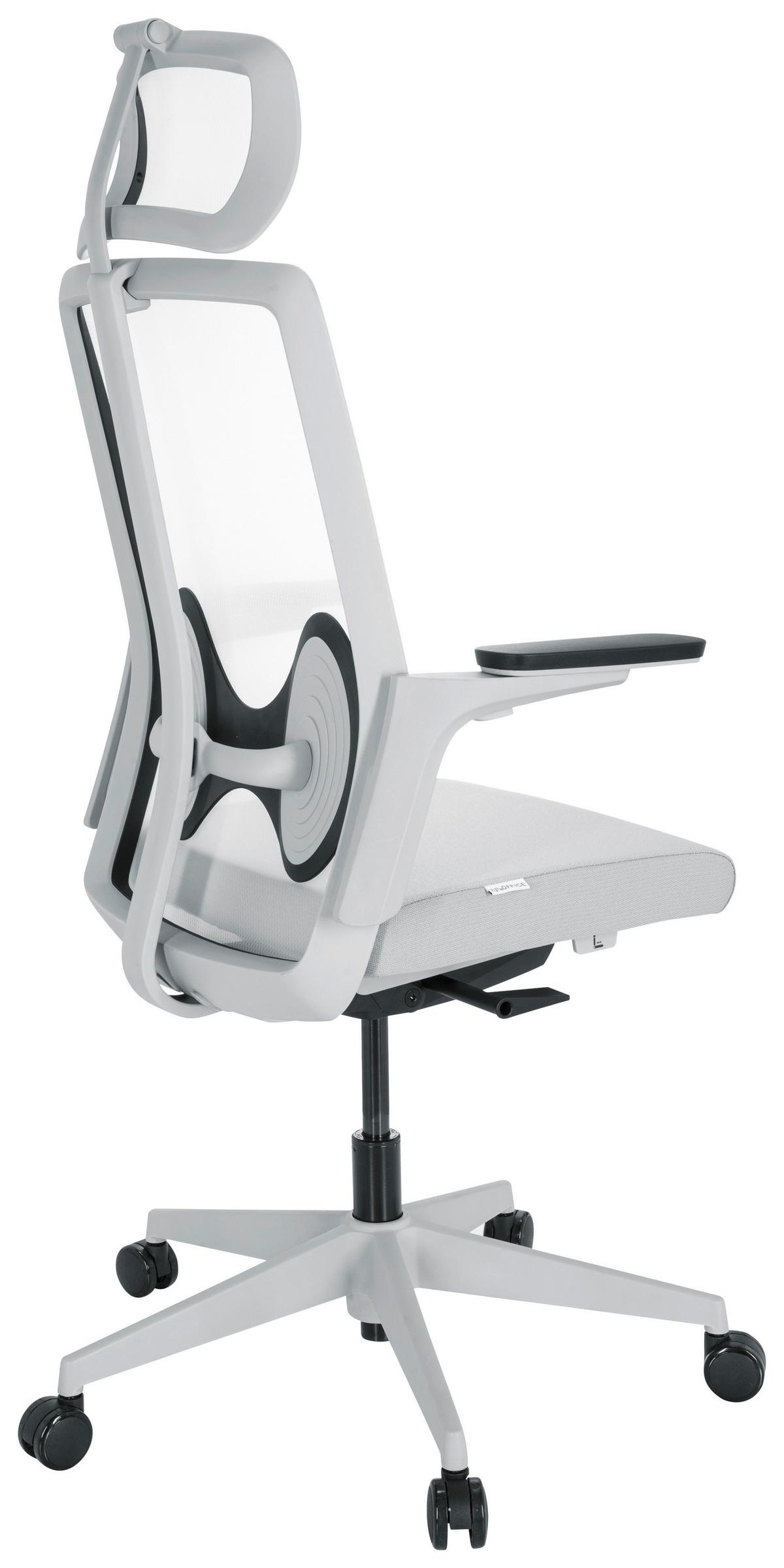 Drehstuhl Arceo W - Weiß/Grau, Basics, Kunststoff/Textil (66/123-139/66cm) - MID.YOU