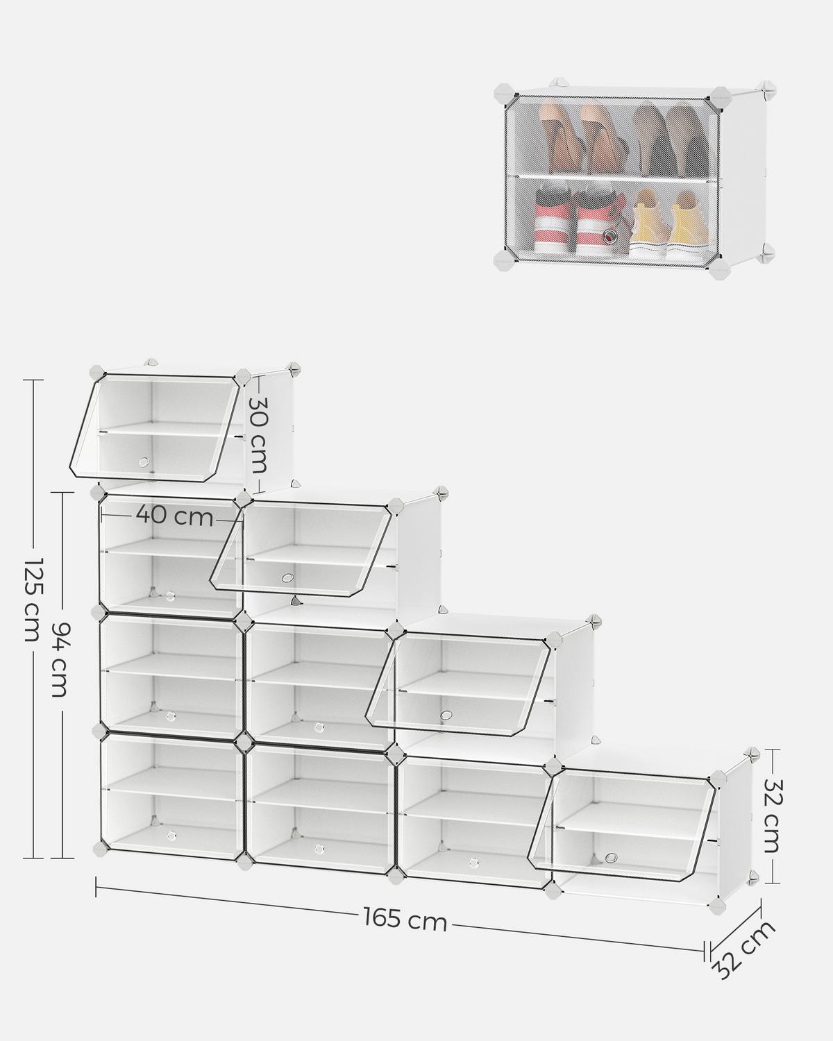Schuhregal Weiß/Transparent B: 83 cm - Transparent/Weiß, Basics, Kunststoff/Metall (83/156/32cm)