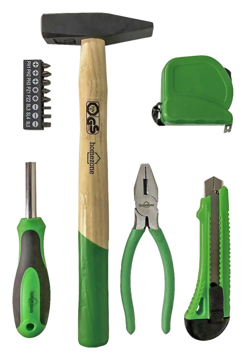 Szerszámkészlet Marcel - fekete/zöld, Basics, műanyag/fa (35/25/3,5cm) - Homezone
