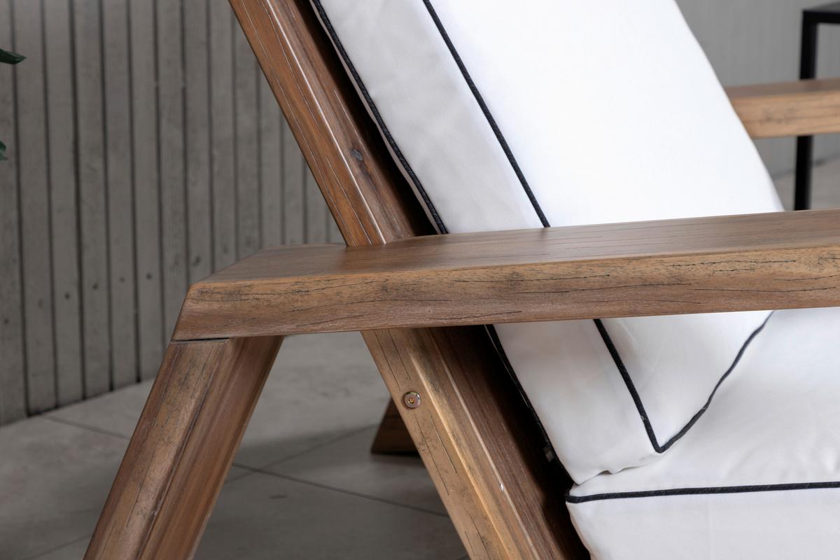 Loungesessel Daria - Weiß/Akaziefarben, KONVENTIONELL, Holz (100/70/92cm) - Gardenson