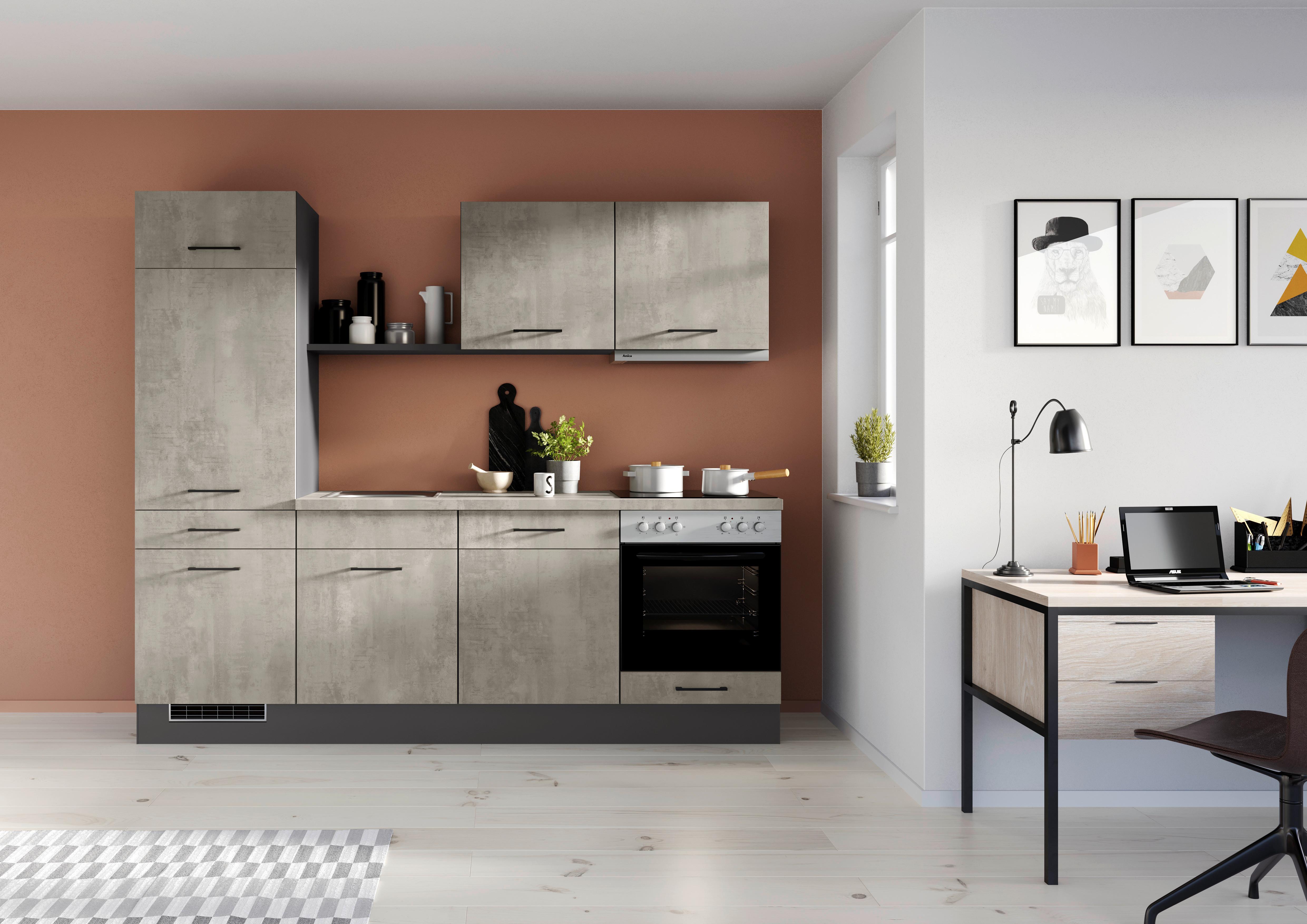 Küchenblock Ip120 Grau B: 240 cm - Graphitfarben/Grau, Trend, Holzwerkstoff (240cm) - Impuls