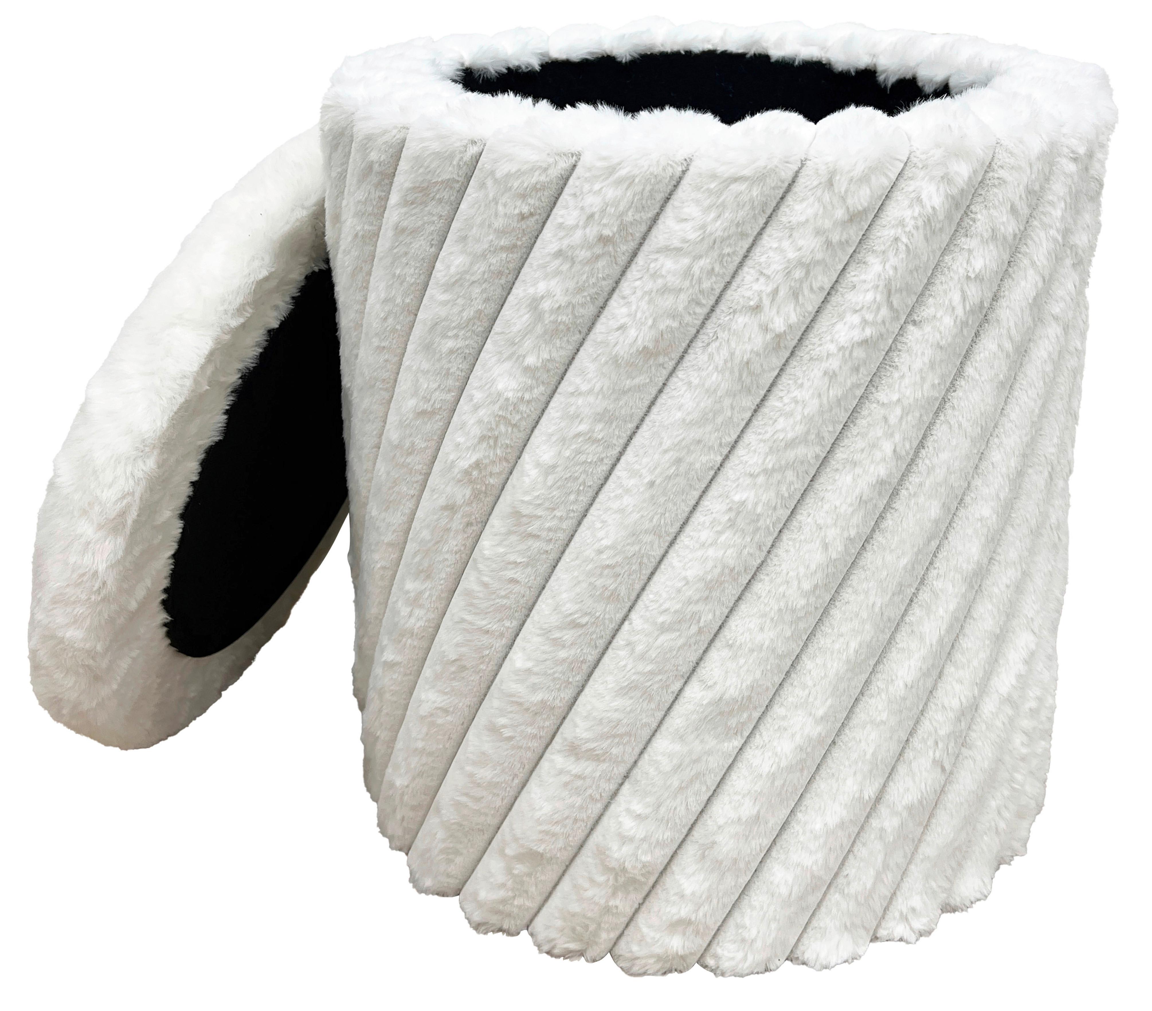 Taburetka CADY, biela umelá kožušina - biela, Romantik / Landhaus, kompozitné drevo/textil (37/40/37cm) - Mömax