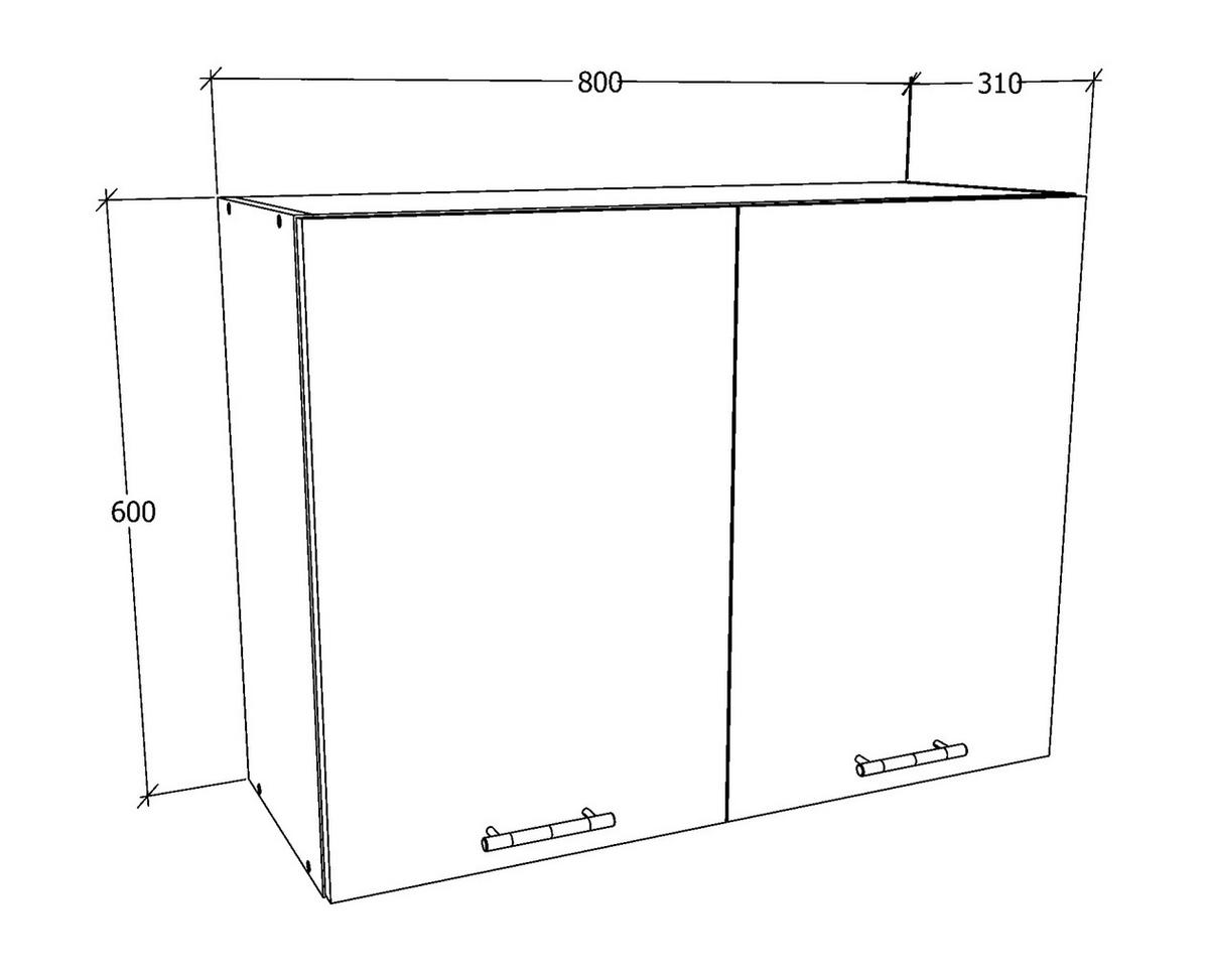 Küchenoberschrank Esilo 80 Cm Weiß/eiche Dekor - Weiß/Sonoma Eiche, KONVENTIONELL, Holzwerkstoff (80/60/31cm) - MID.YOU