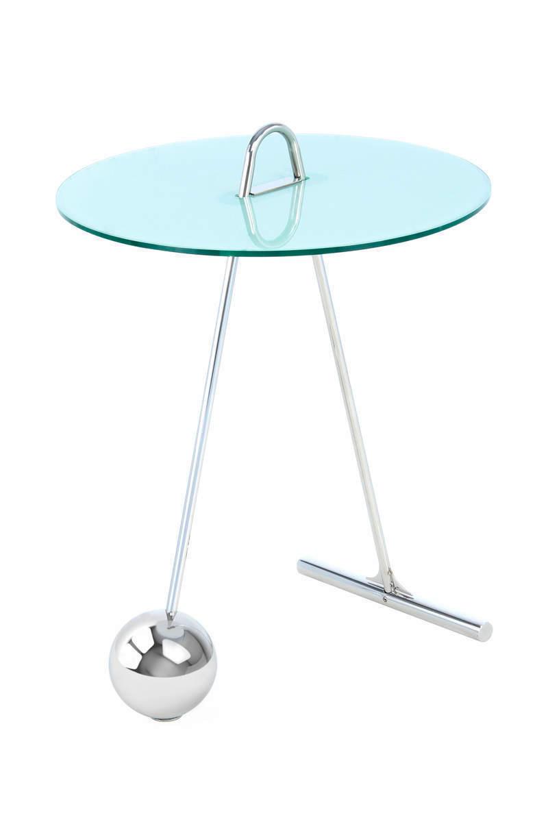 Beistelltisch Pendulum Silberfarben/Weiß - Silberfarben/Weiß, Basics, Glas/Metall (46/46/60cm) - Kayoom