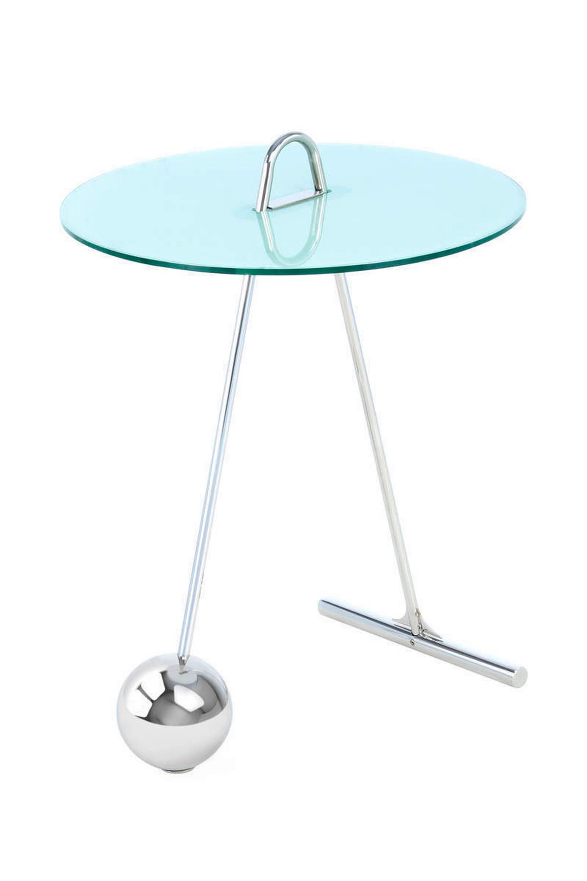 Beistelltisch Pendulum Silberfarben/Weiß - Silberfarben/Weiß, Basics, Glas/Metall (46/46/60cm) - Kayoom